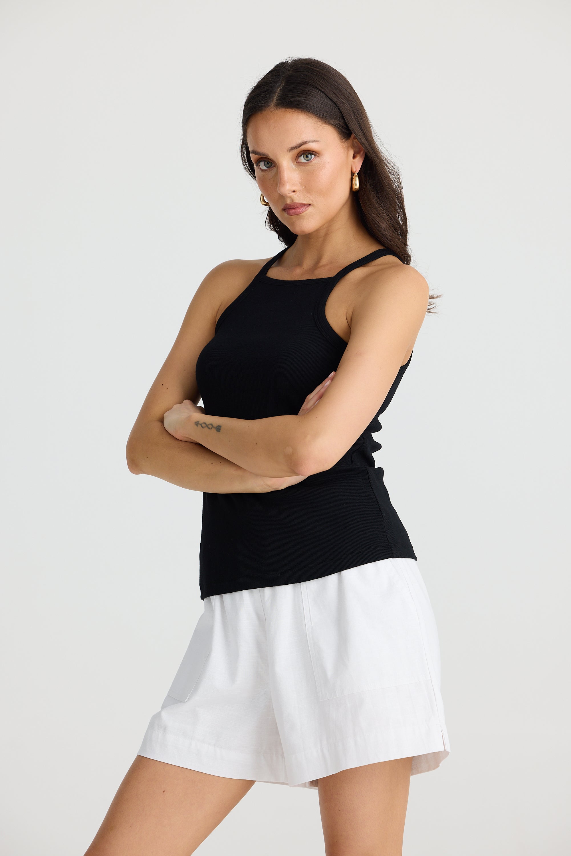 Collection of Brave and True Bobbi Singlet - Black in a gallery layout