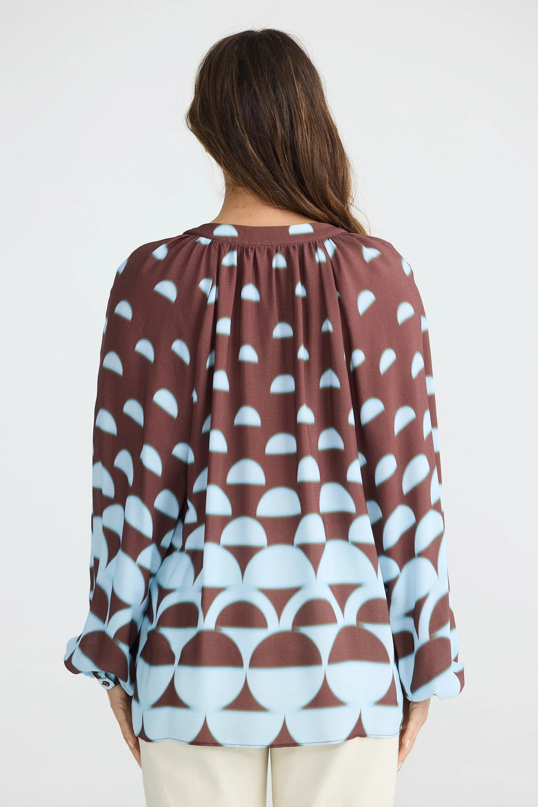 Collection of Brave and True Diego Top - Blue/Brown Geo in a gallery layout