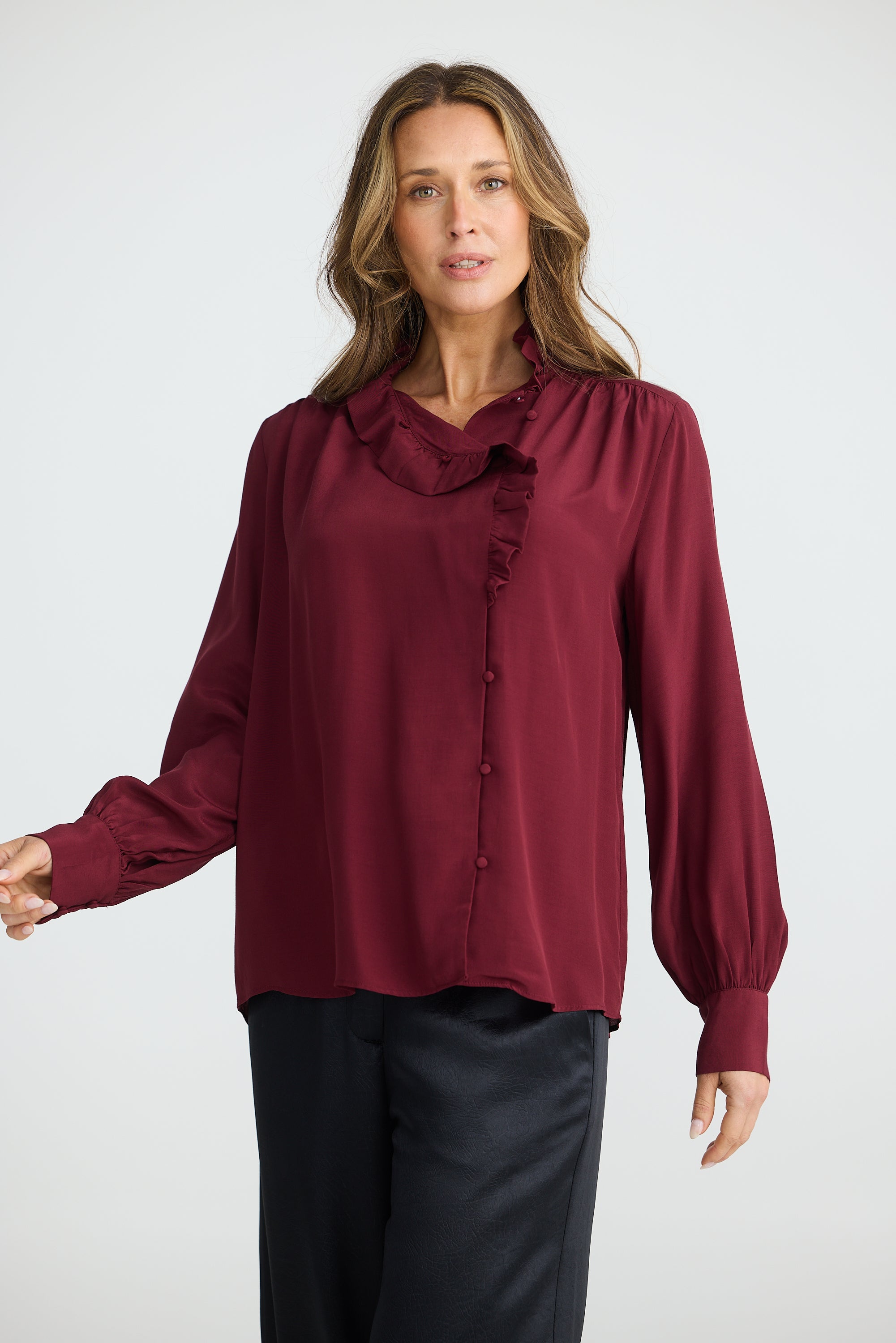 Collection of Brave and True Somerset Shirt - Wine in a gallery layout