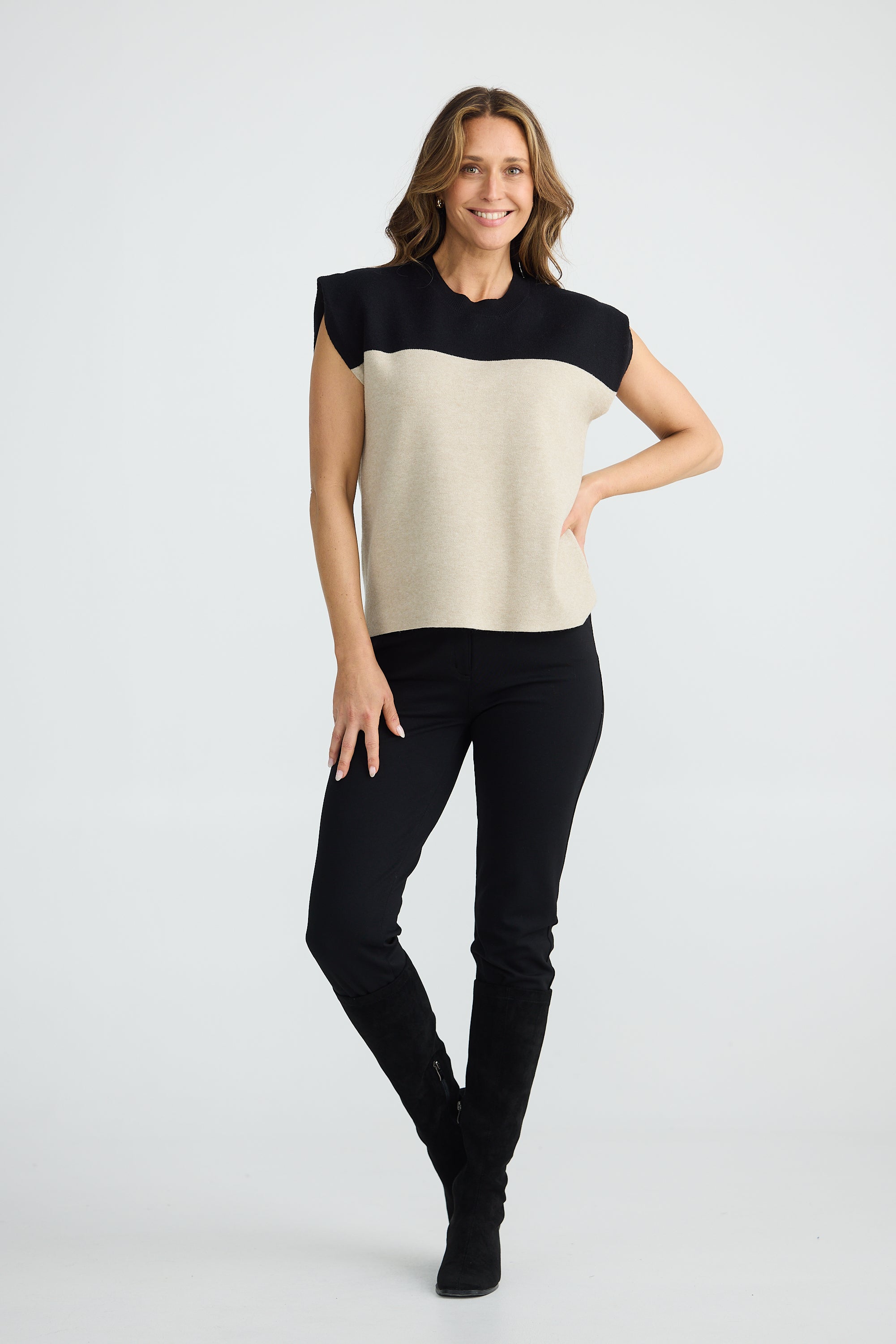 Collection of Brave and True Margot Knit Top - Black/Natural in a gallery layout