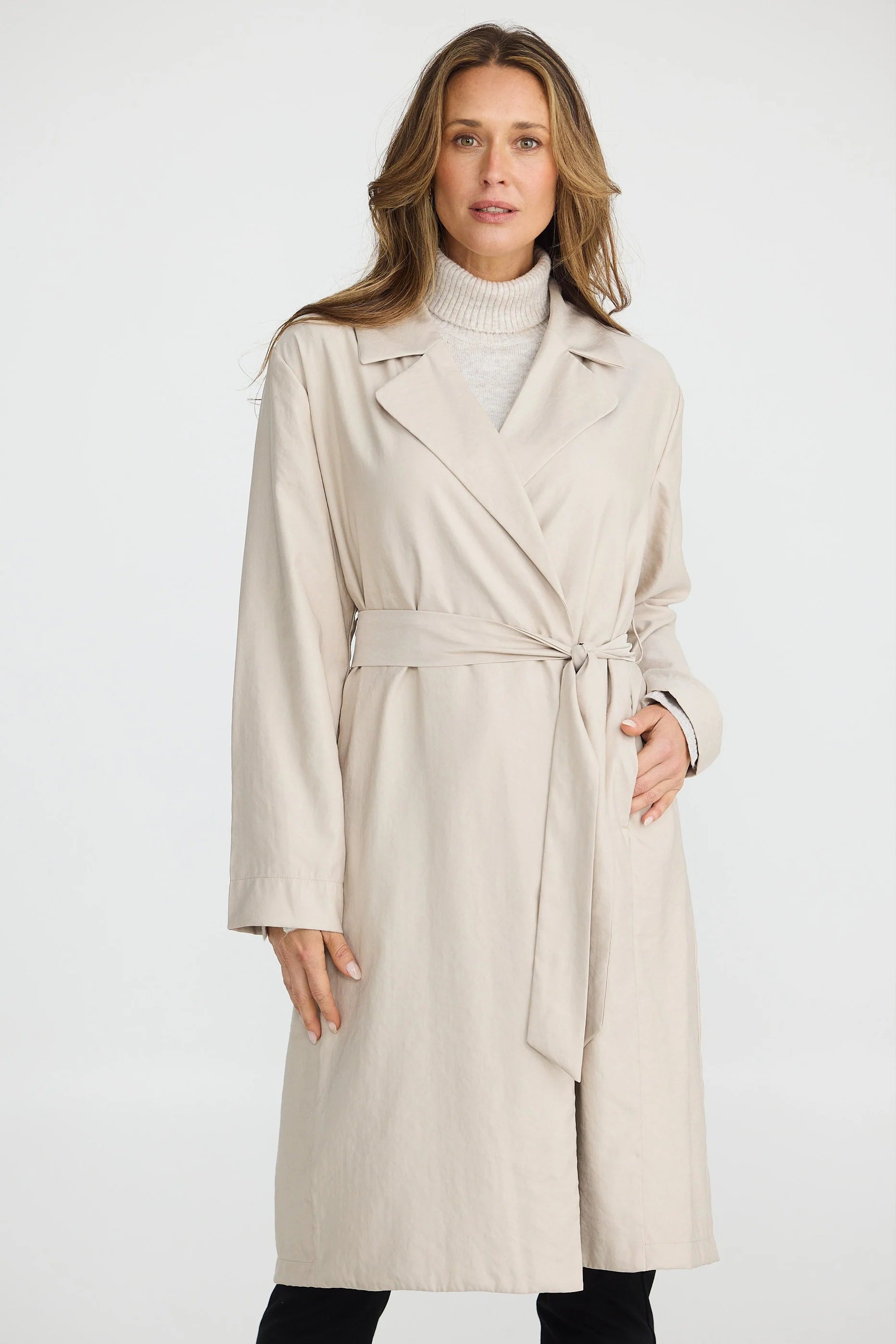 Collection of Brave and True Parker Trench Coat - Stone in a gallery layout