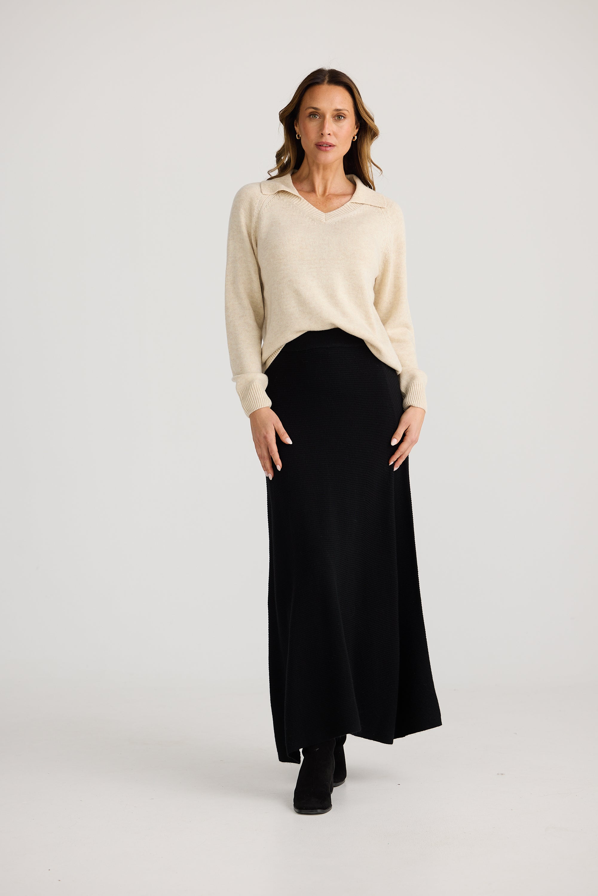 Collection of Brave and True Kennedy Knit Skirt - Black in a gallery layout