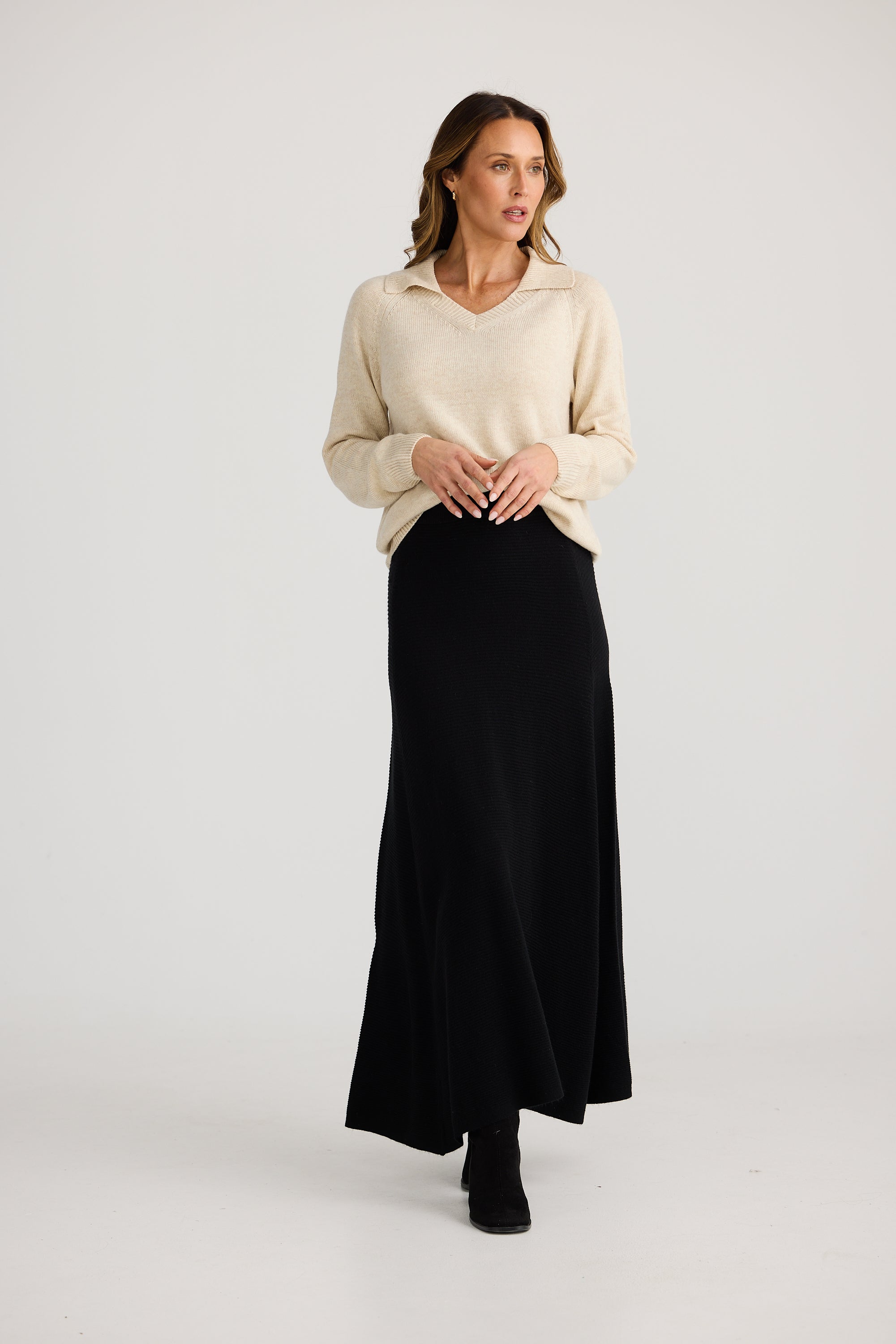 Collection of Brave and True Kennedy Knit Skirt - Black in a gallery layout
