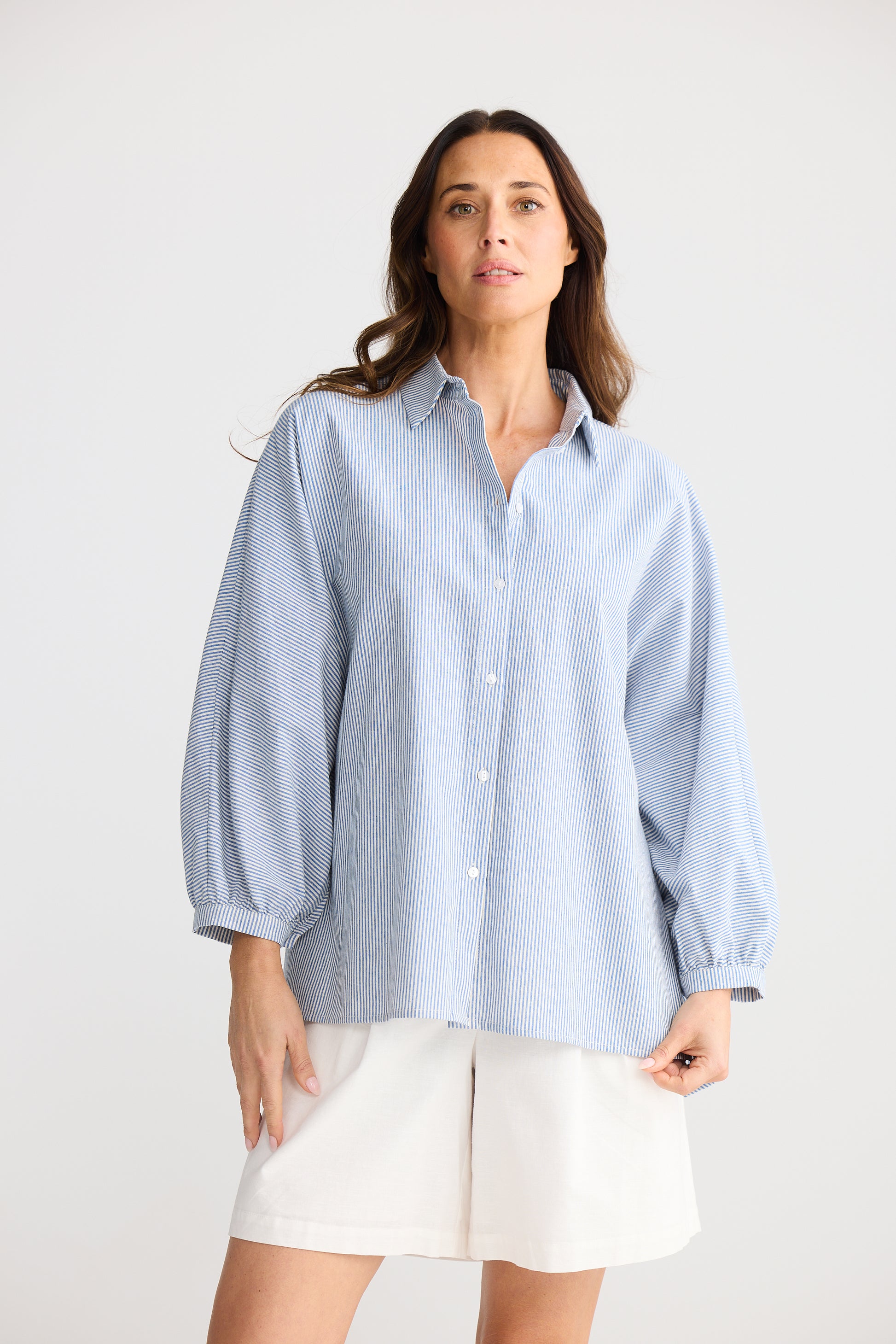 Brave and True Monty Shirt - Blue Pinstripe