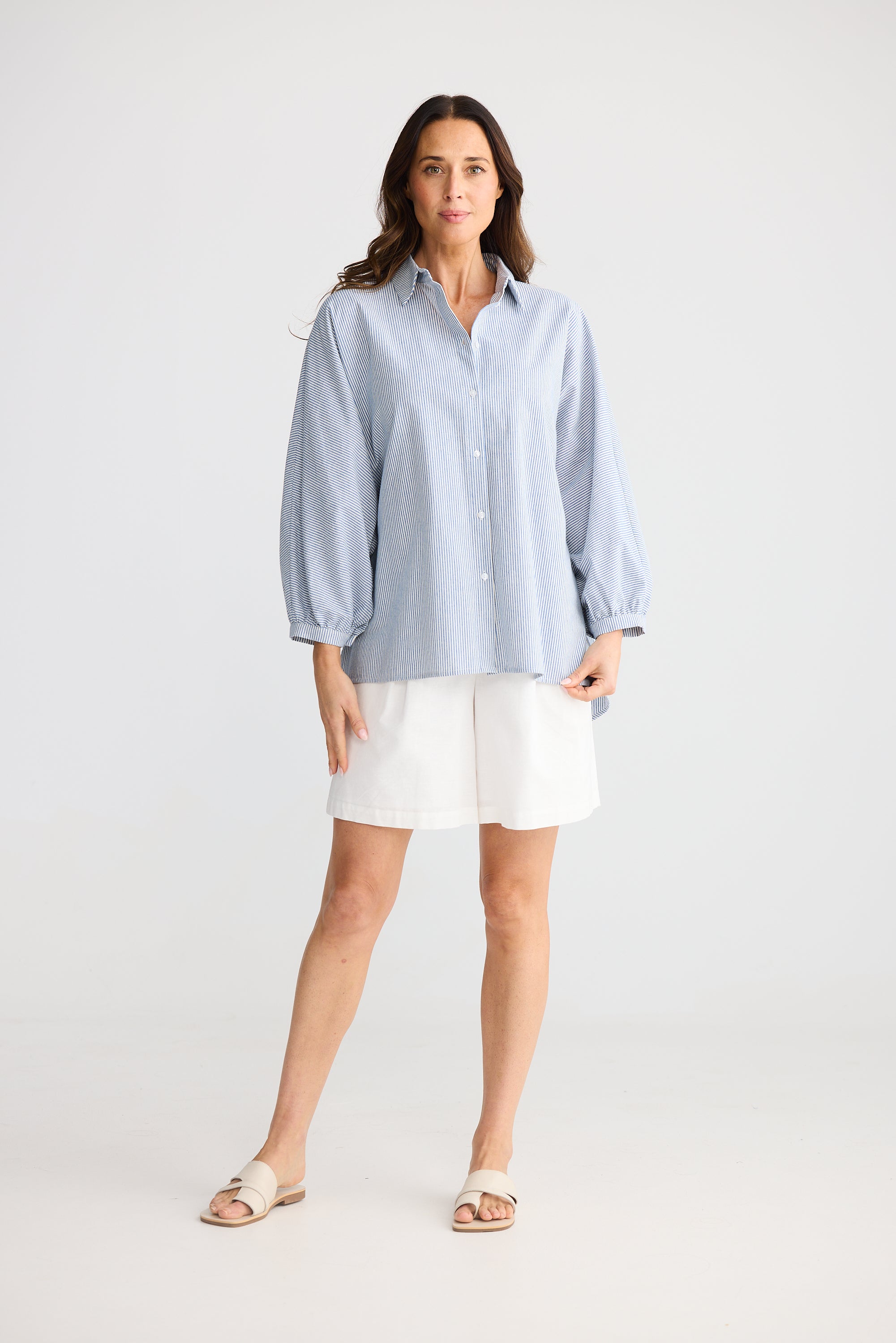 Collection of Brave and True Monty Shirt - Blue Pinstripe in a gallery layout