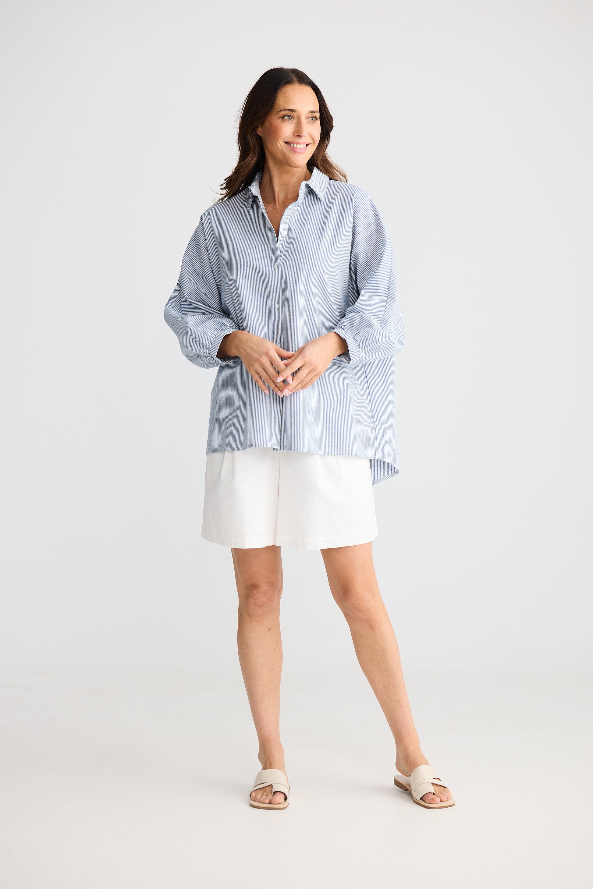 Brave and True Monty Shirt - Blue Pinstripe