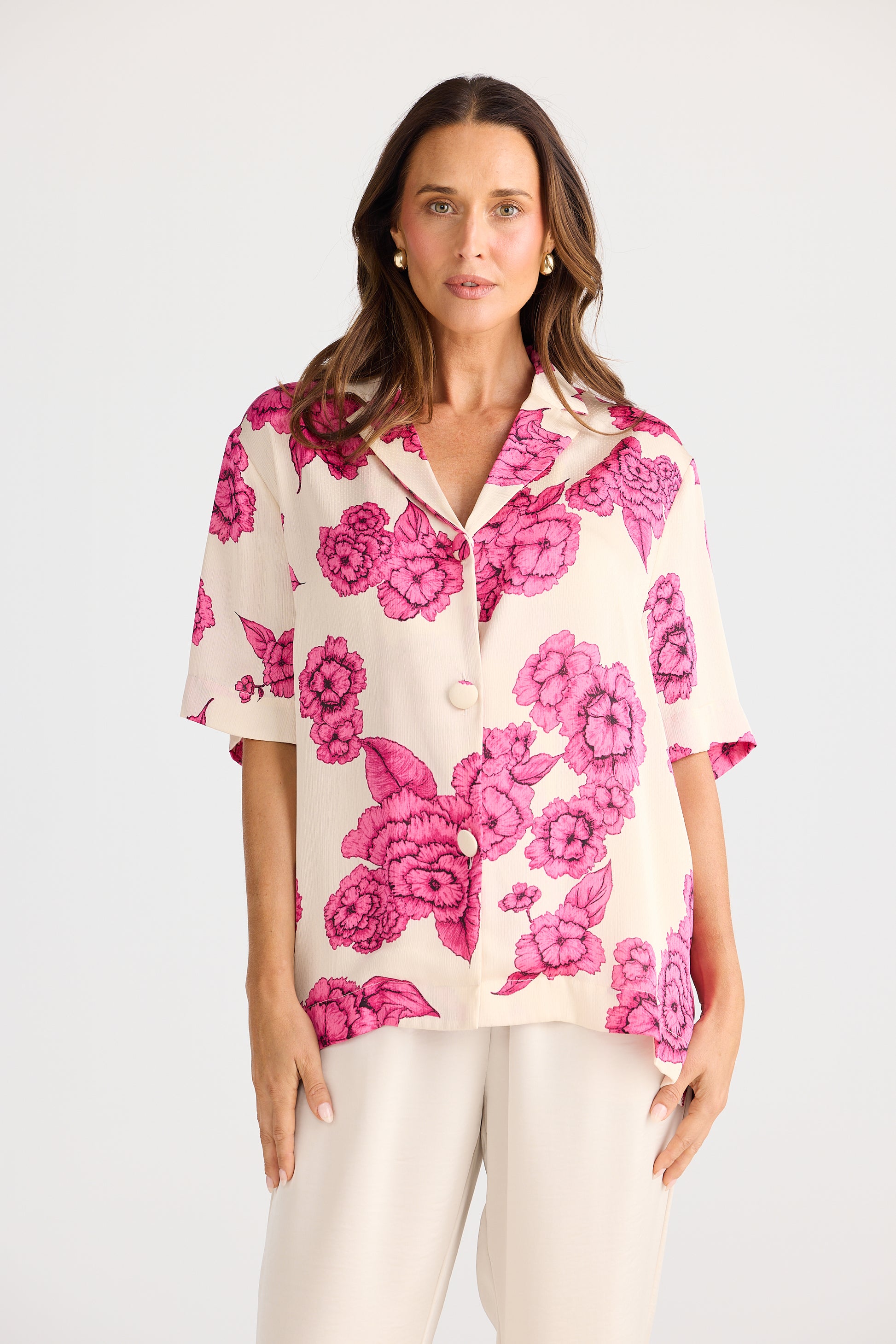 Brave and True Dana Shirt - Fushia Bloom