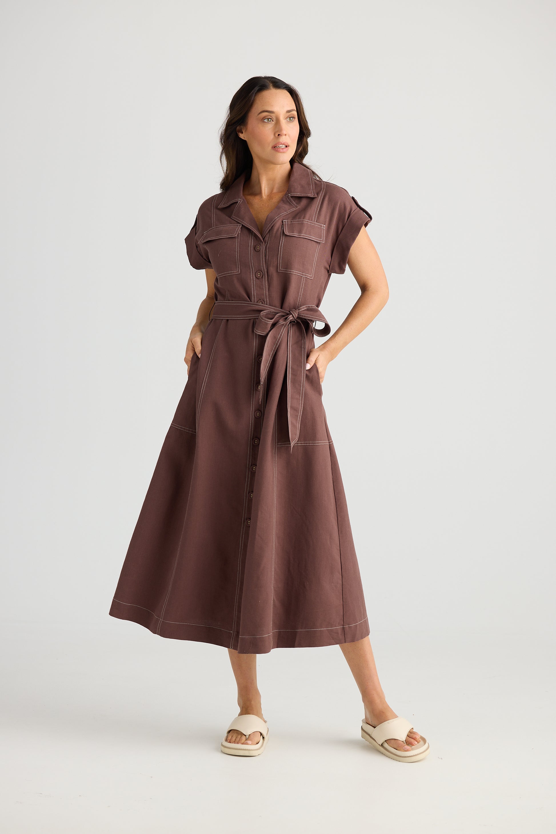 Brave and True Portia Dress - Chocolate