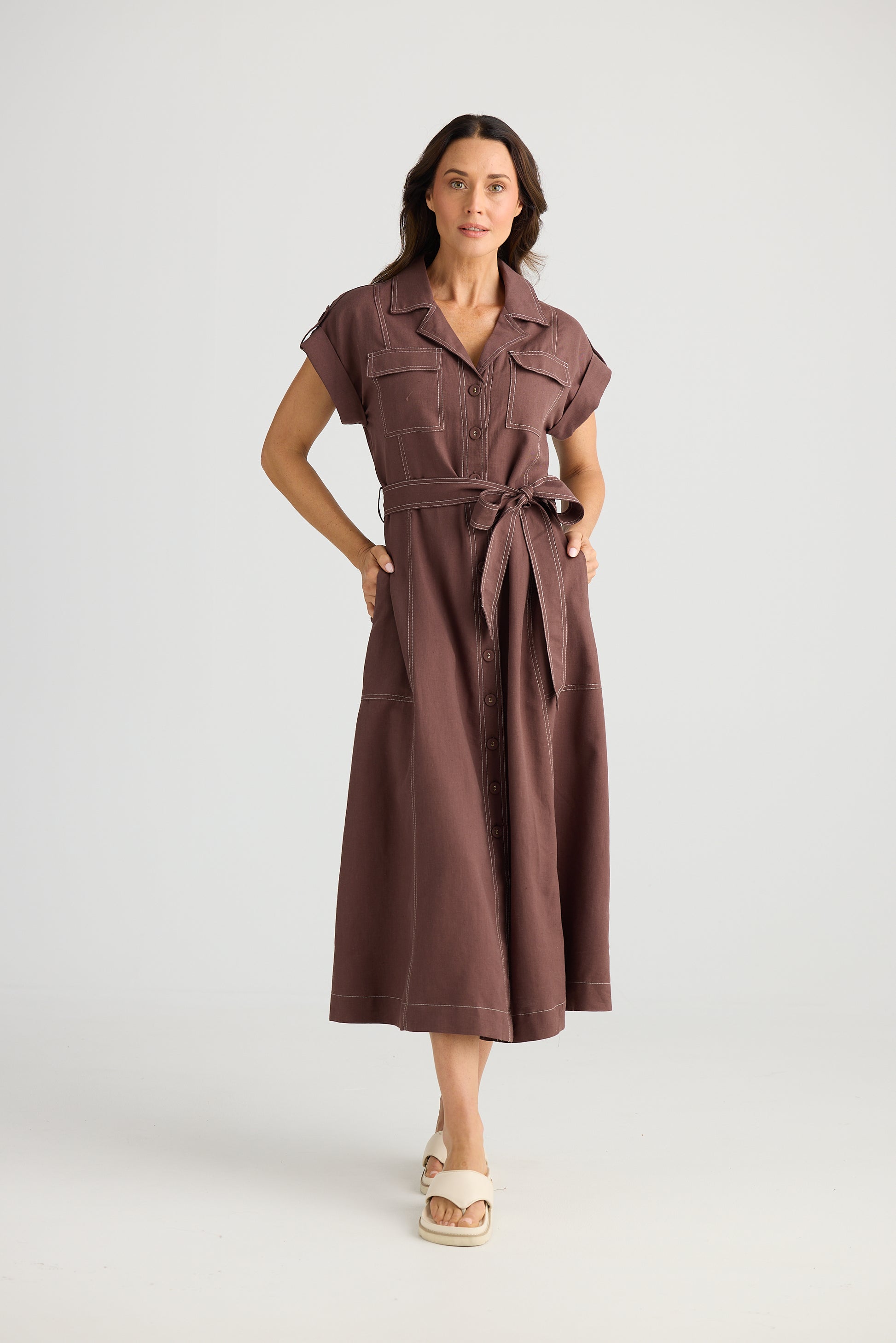 Brave and True Portia Dress - Chocolate