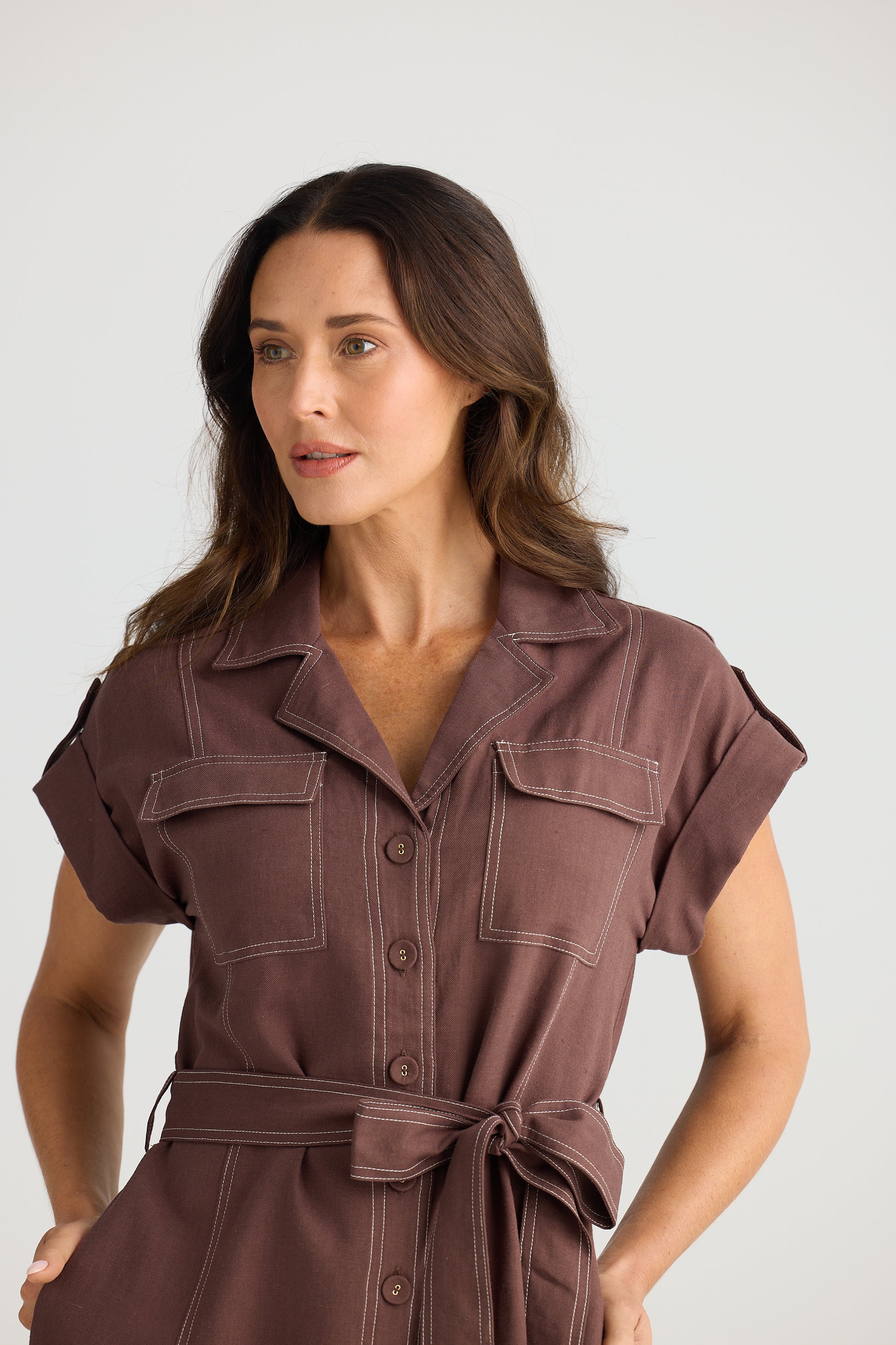 Brave and True Portia Dress - Chocolate