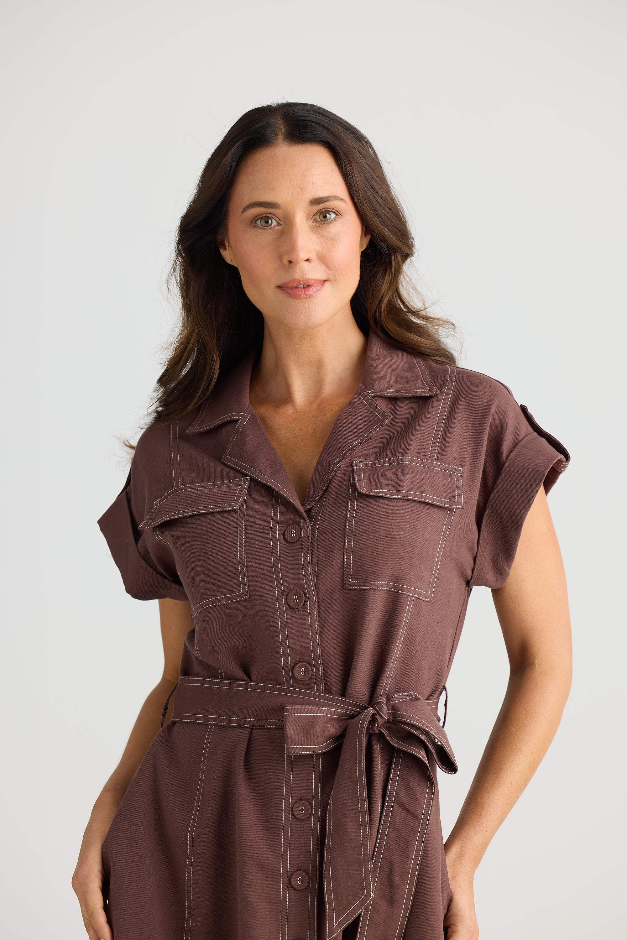 Collection of Brave and True Portia Dress - Chocolate in a gallery layout