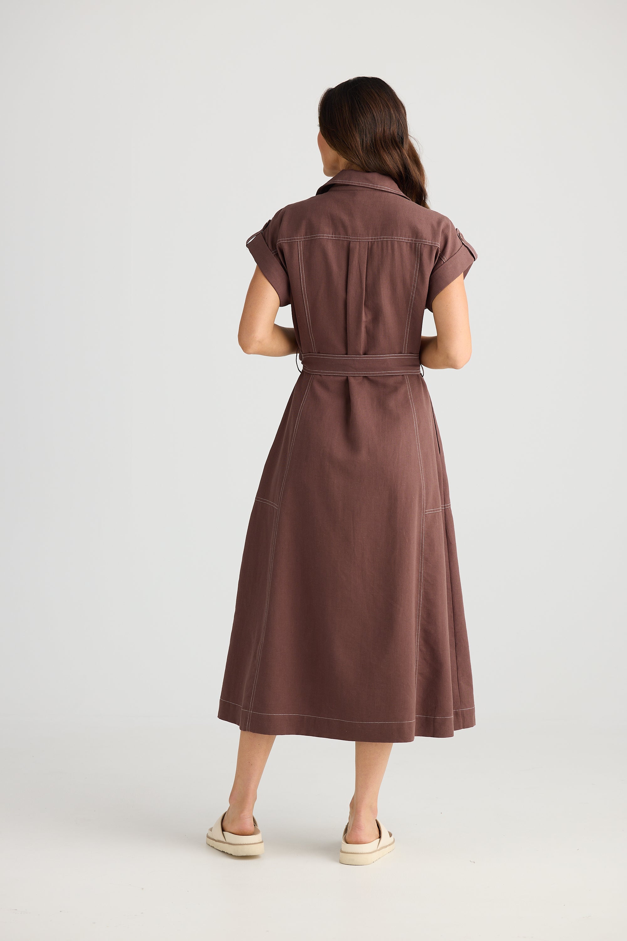 Collection of Brave and True Portia Dress - Chocolate in a gallery layout