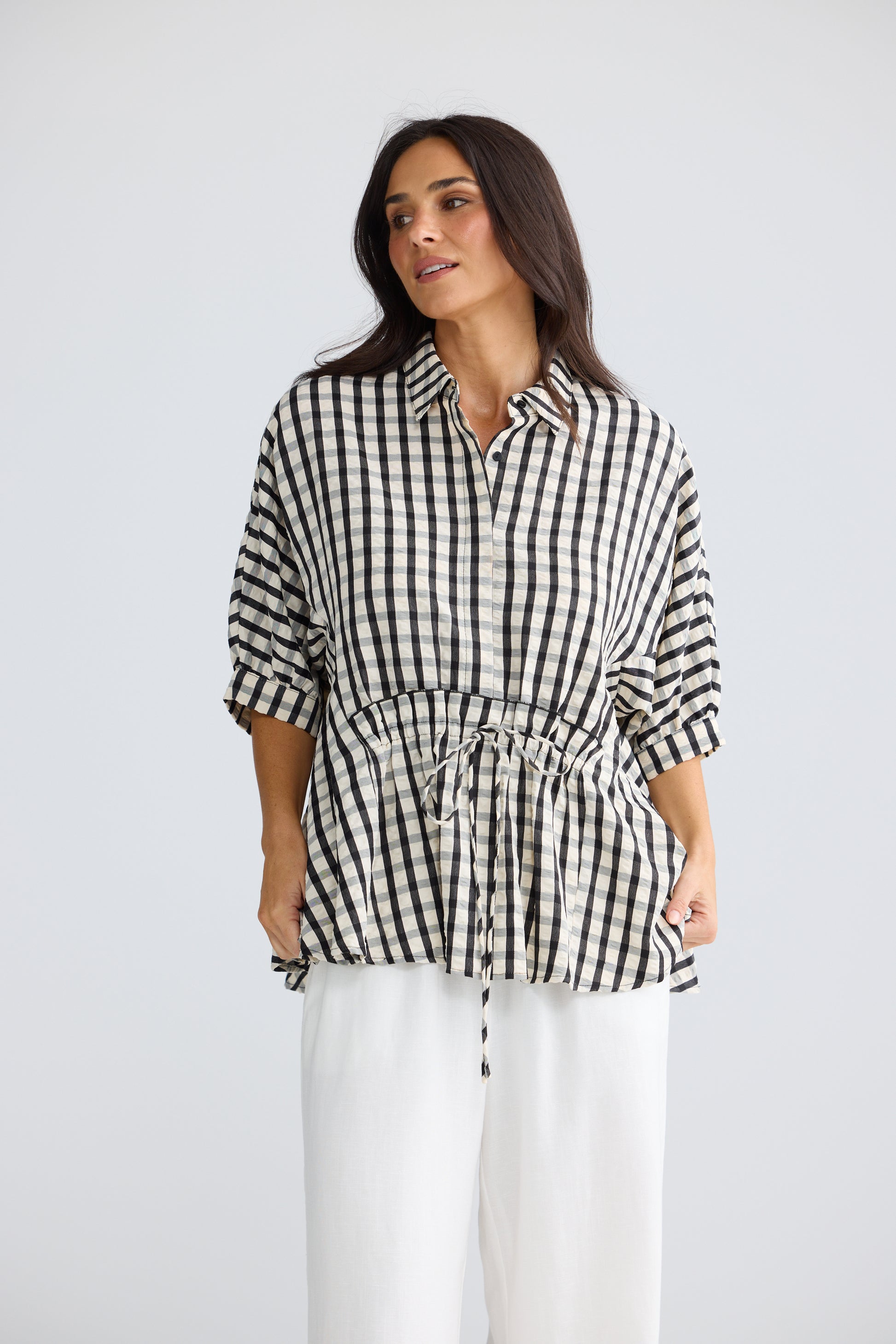 Brave and True Wonderland Top - Black Gingham