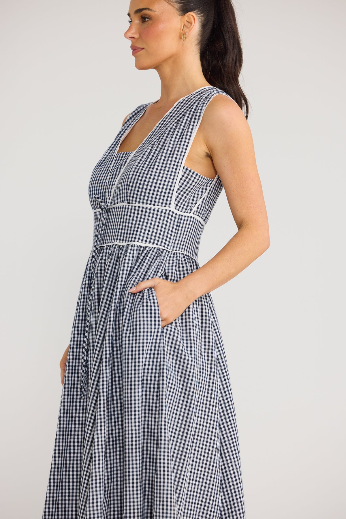 Brave and True Pimms Dress - Navy Check