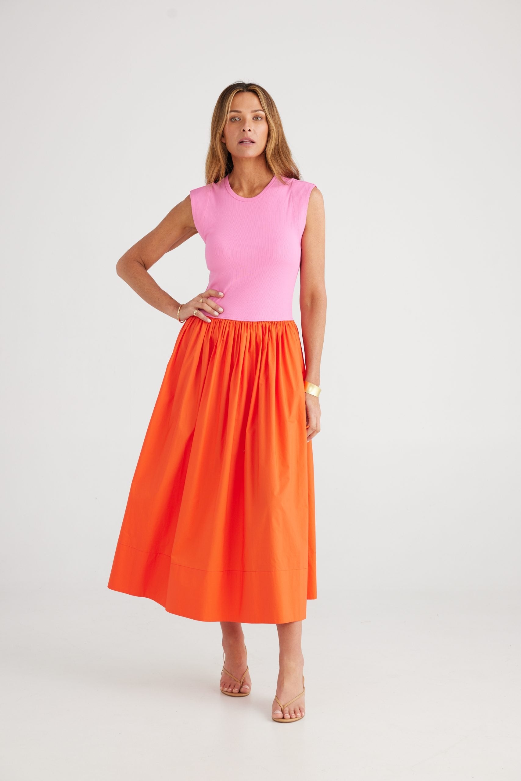 BT7240-1_Daphne Dress _Hot Pink + Mandarin_2