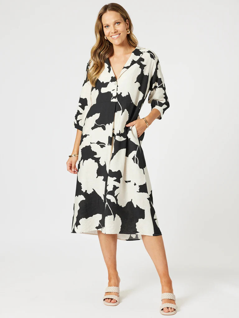 Collection of Clarity Barcelona Print Dress - Natural in a gallery layout