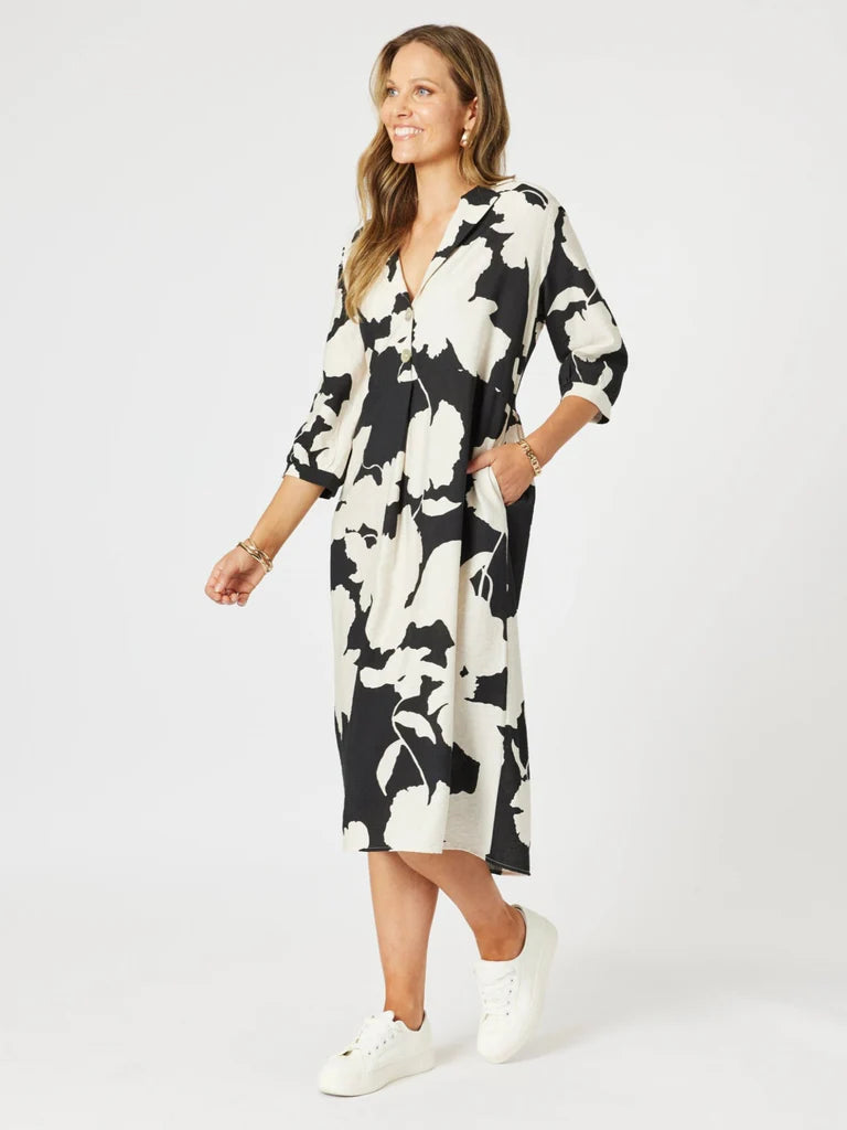 Collection of Clarity Barcelona Print Dress - Natural in a gallery layout