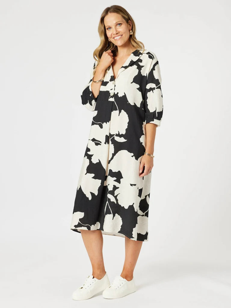 Collection of Clarity Barcelona Print Dress - Natural in a gallery layout