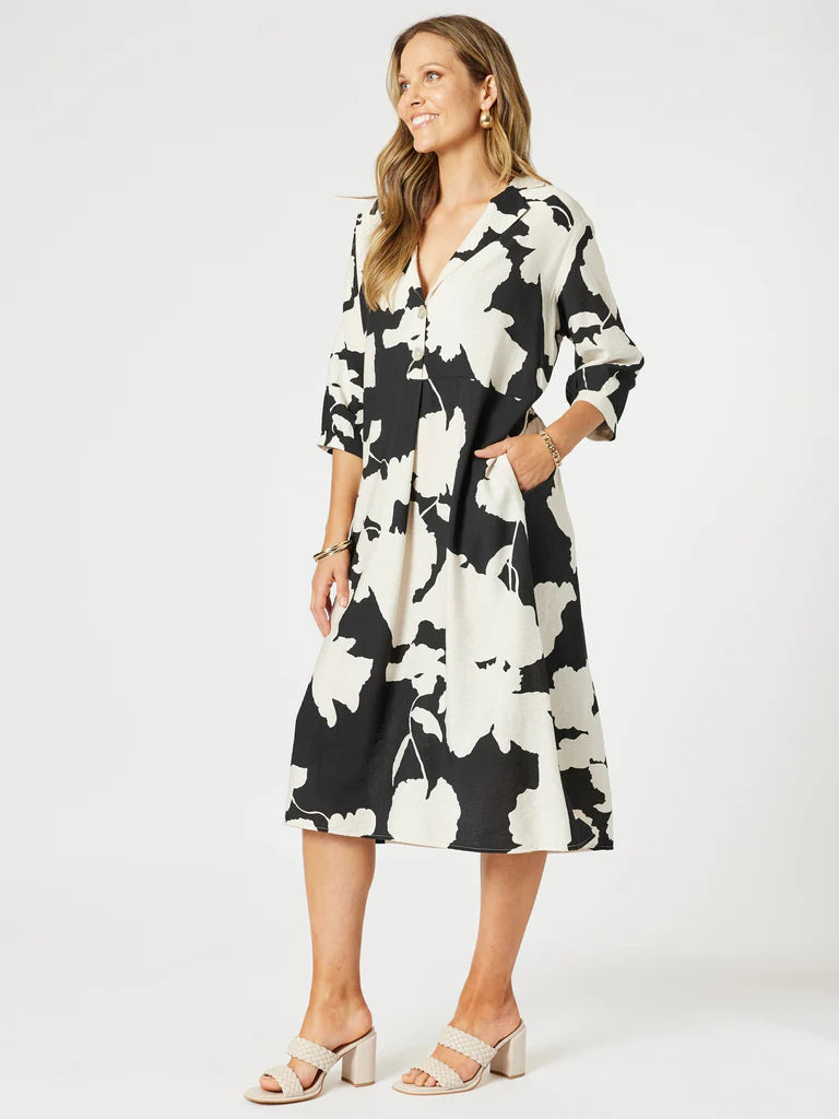 Clarity Barcelona Print Dress - Natural