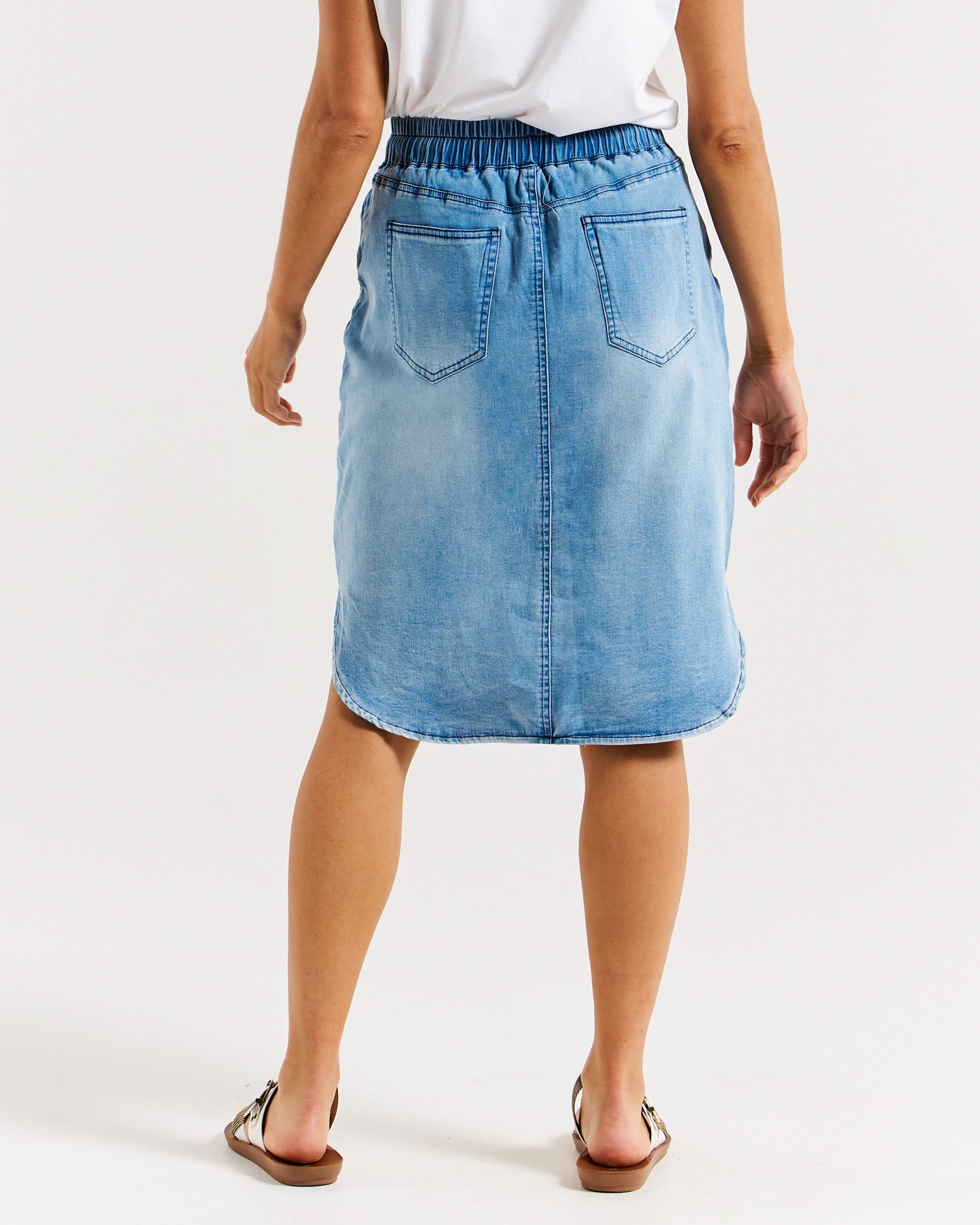 Collection of Betty Basics Alina Denim Skirt - Denim Blue in a gallery layout