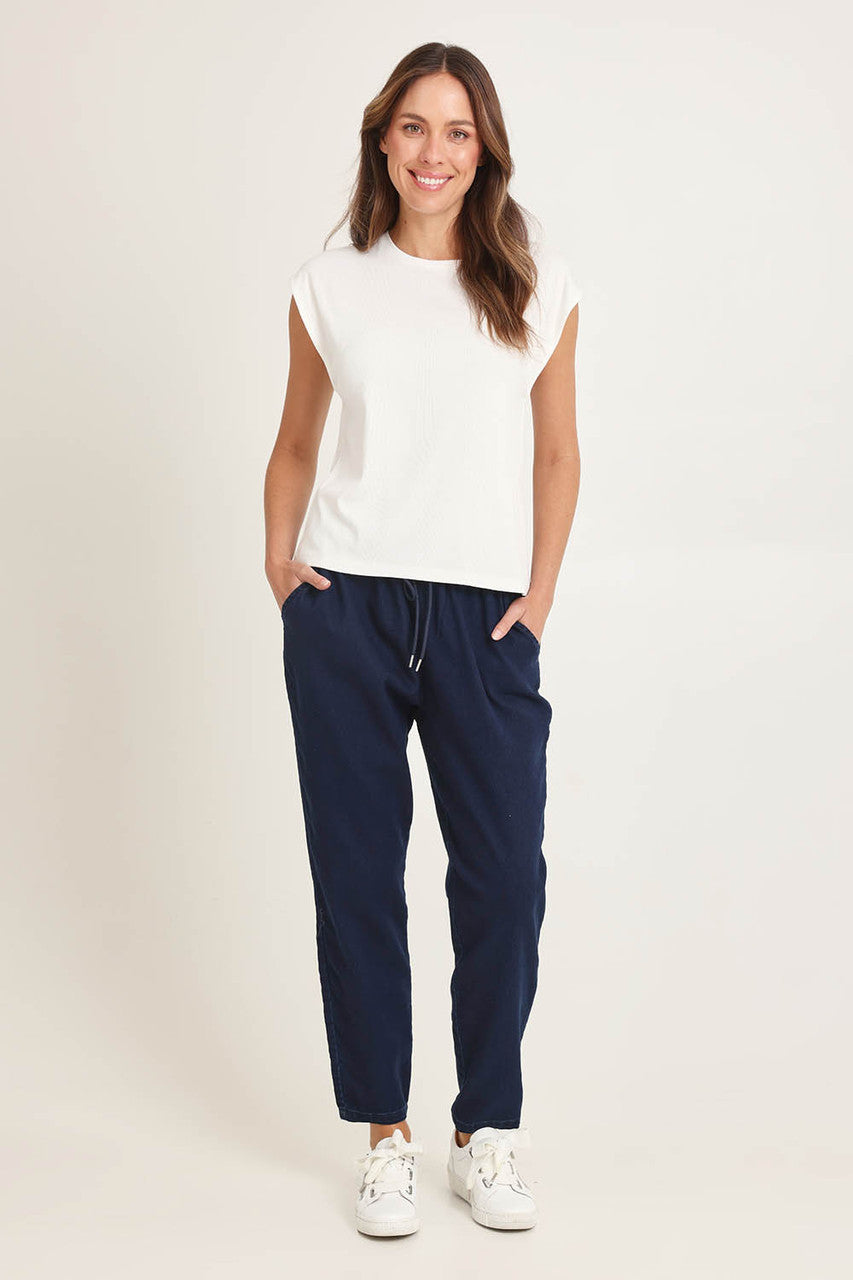 Collection of Betty Basic Cuff Rib Tee - White in a gallery layout