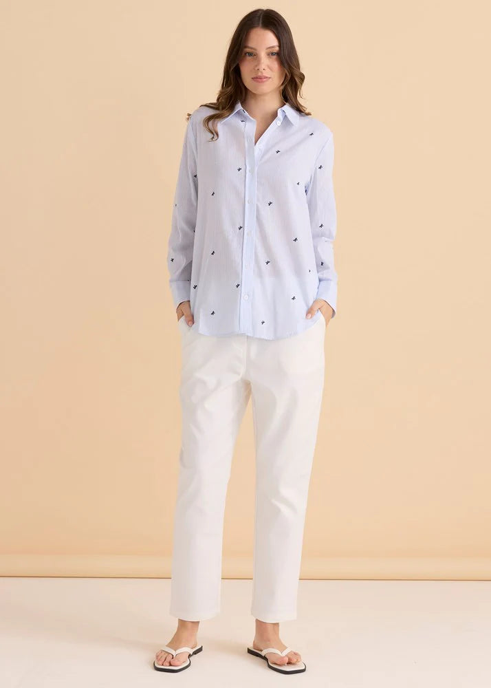 Betty Basic Reid Shirt - Blue Bow Stripe