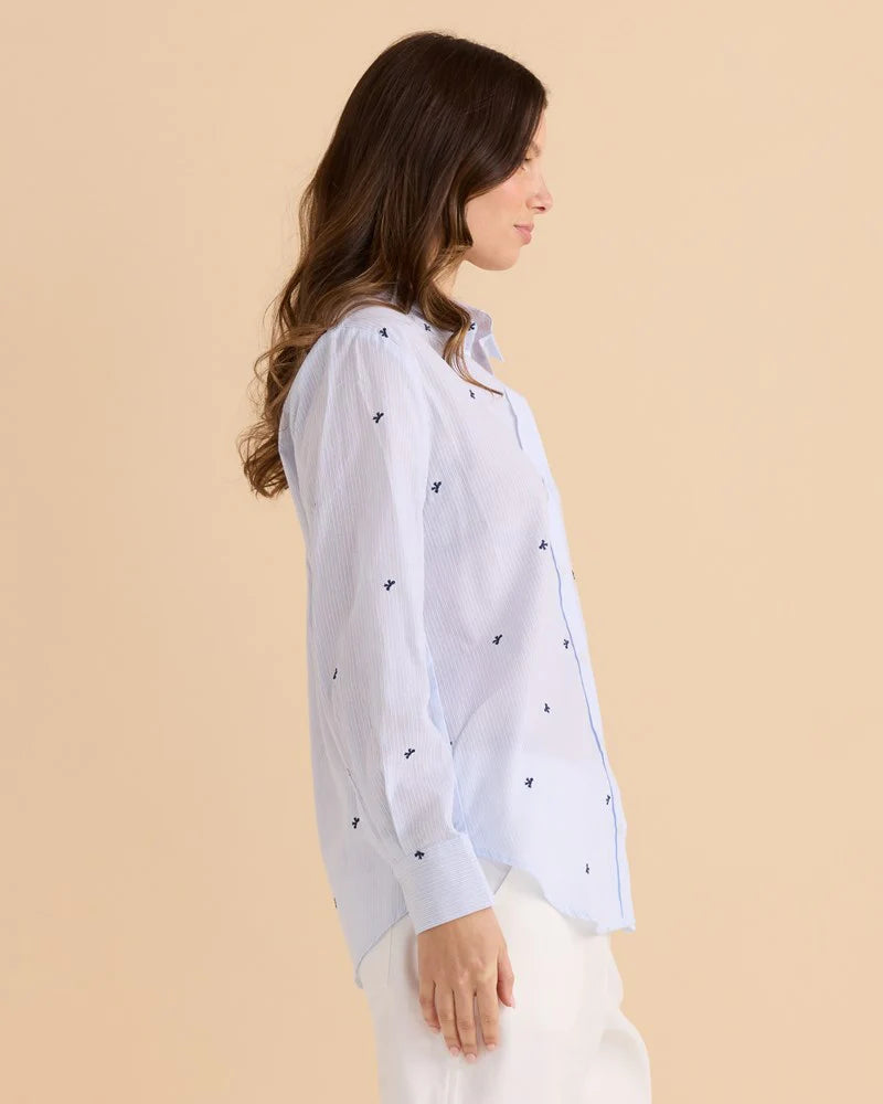Betty Basic Reid Shirt - Blue Bow Stripe