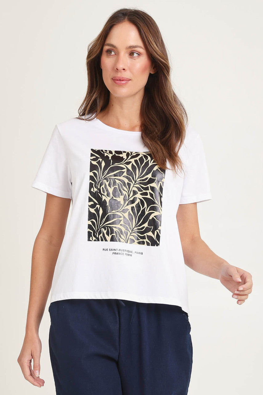 Betty Basics Ellia Crew Tee - Monochrome Floral