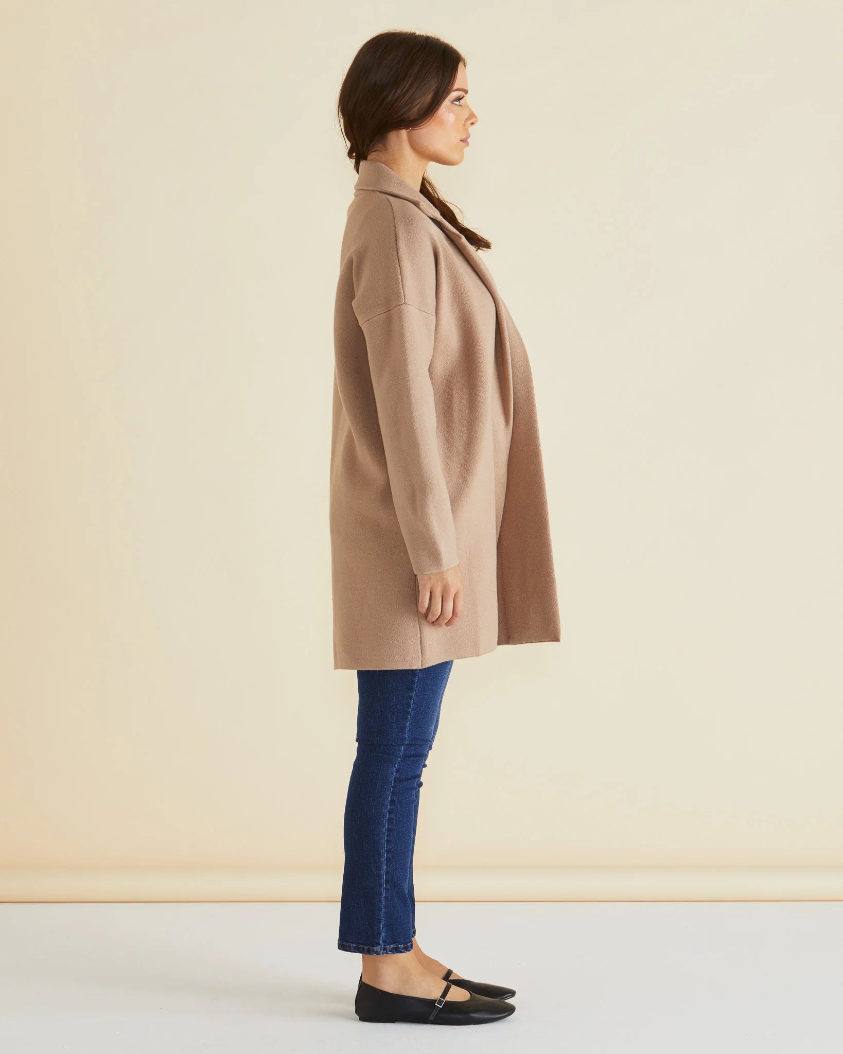 Collection of Betty Basic Bristol Coatigan - Sand in a gallery layout