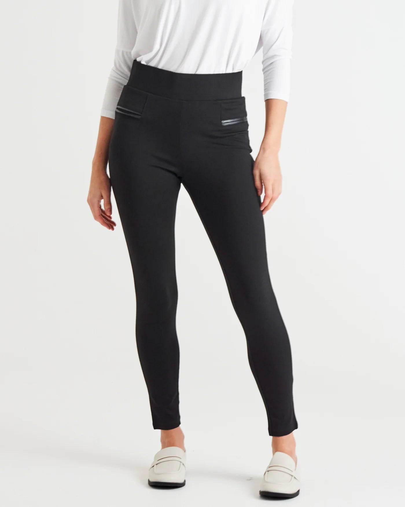Woman wearing Betty Basic ponte pants