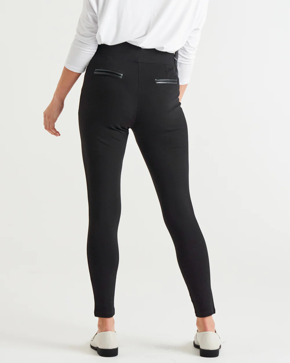Image of Woman wearing black betty basics ponte leggings