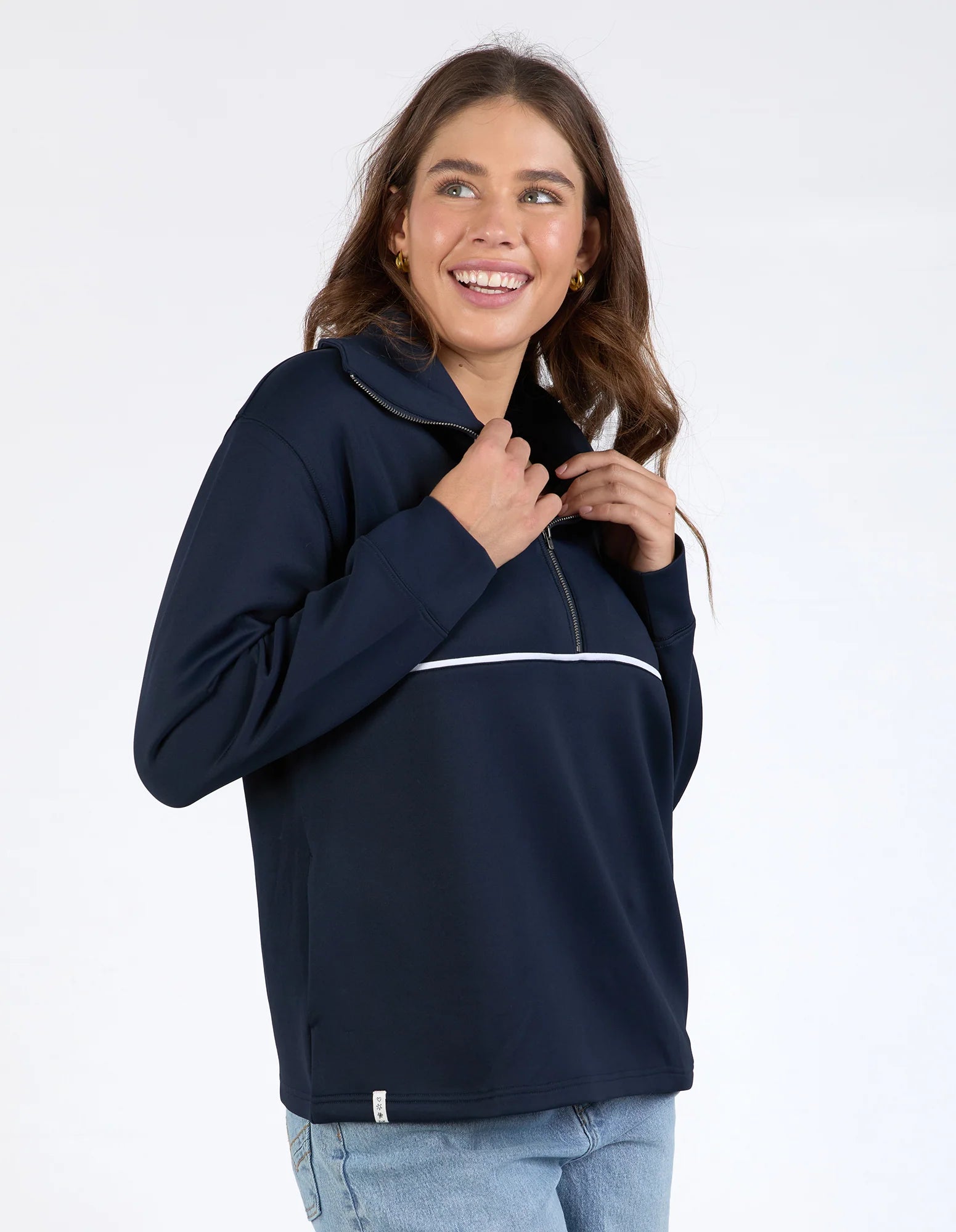 Collection of Elm Bonnie Half Zip Sweat - Navy in a gallery layout