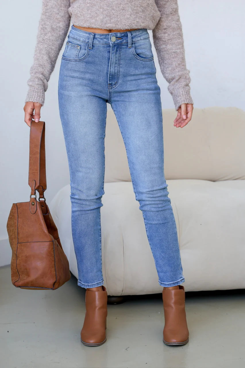 Country Denim Stretch Straight Leg Mum Jean - Light Blue