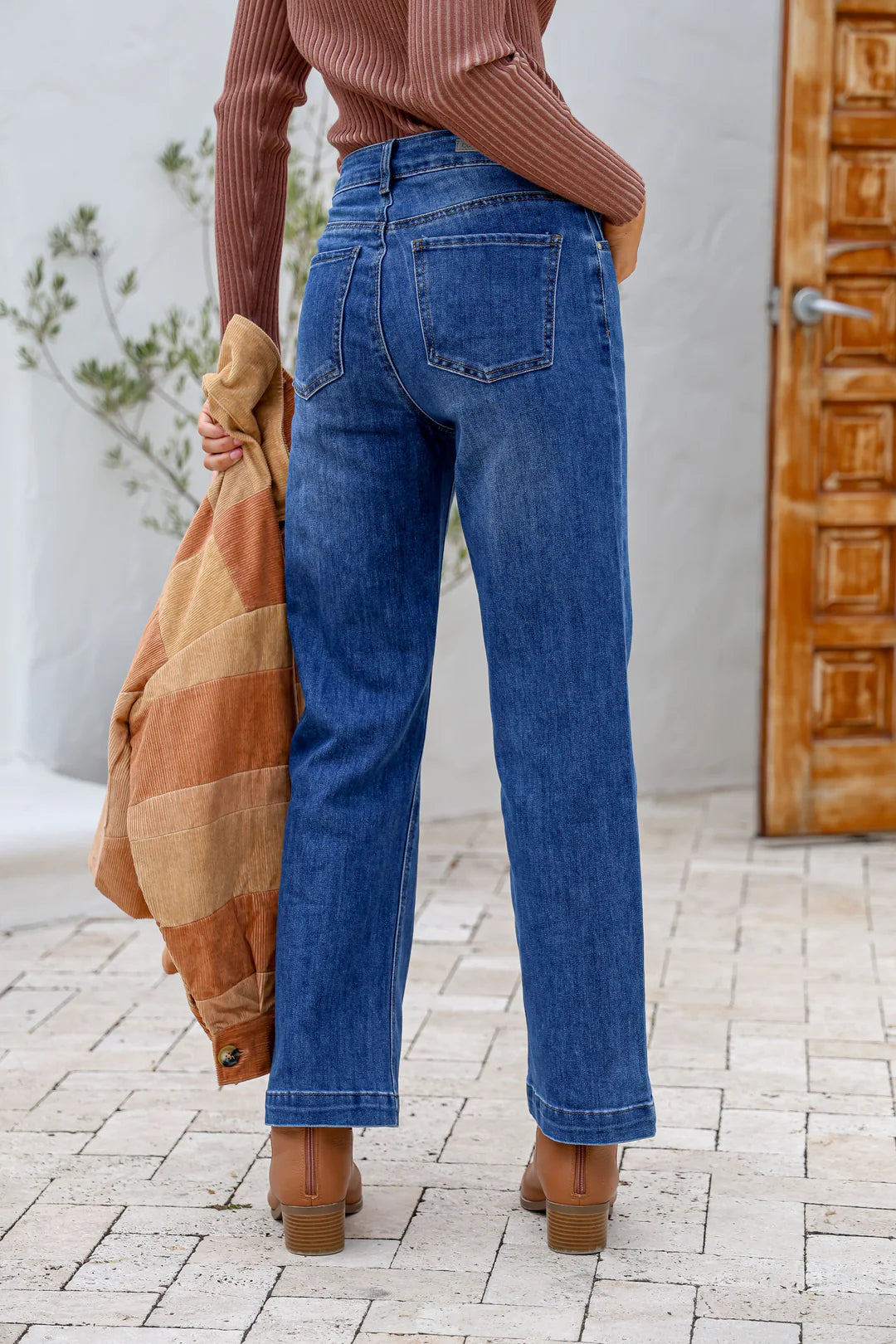Collection of Country Denim Stretchy Straight Leg Jean - Dark Blue in a gallery layout