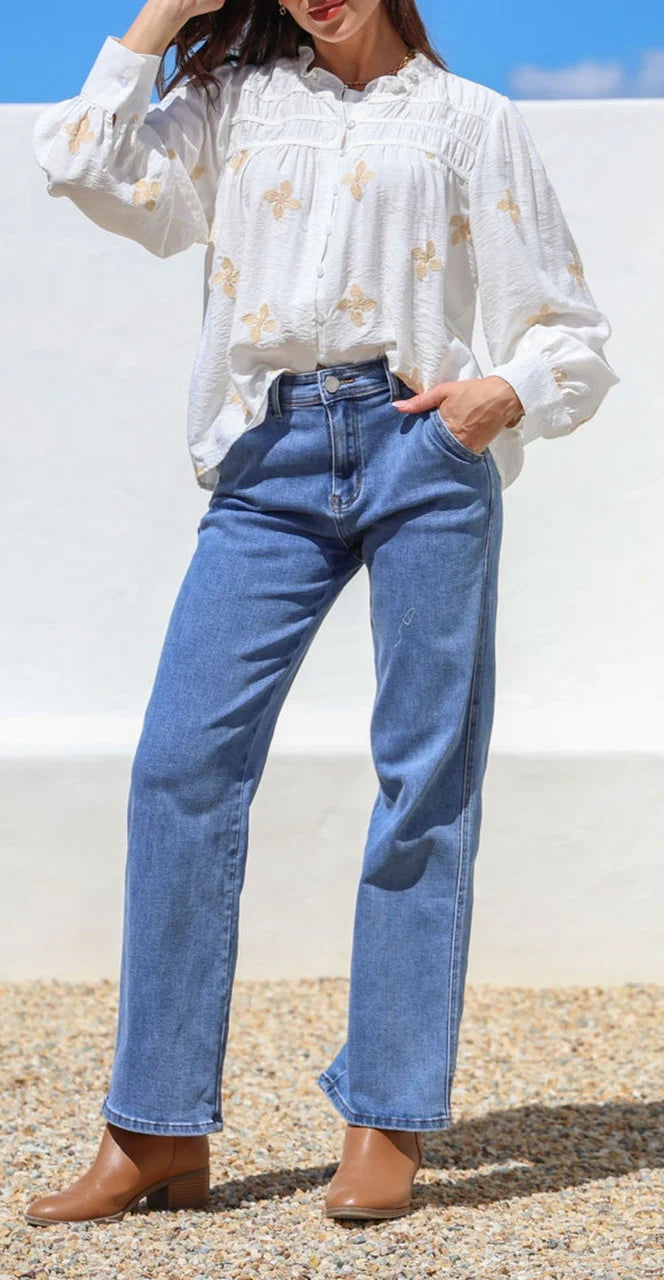 Country Denim Stretchy Straight Leg Jean - Light Blue