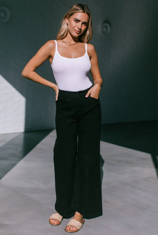 Collection of Country Denim Stretch Slouch Jean - Black in a gallery layout