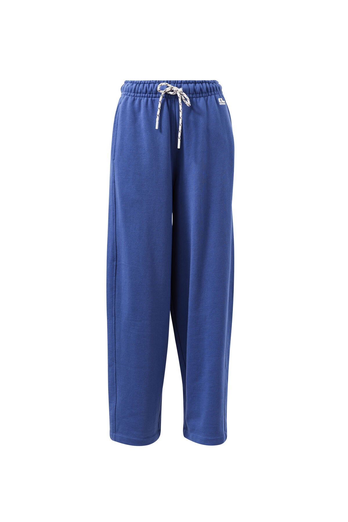 Blue pants with a drawstring on a white background