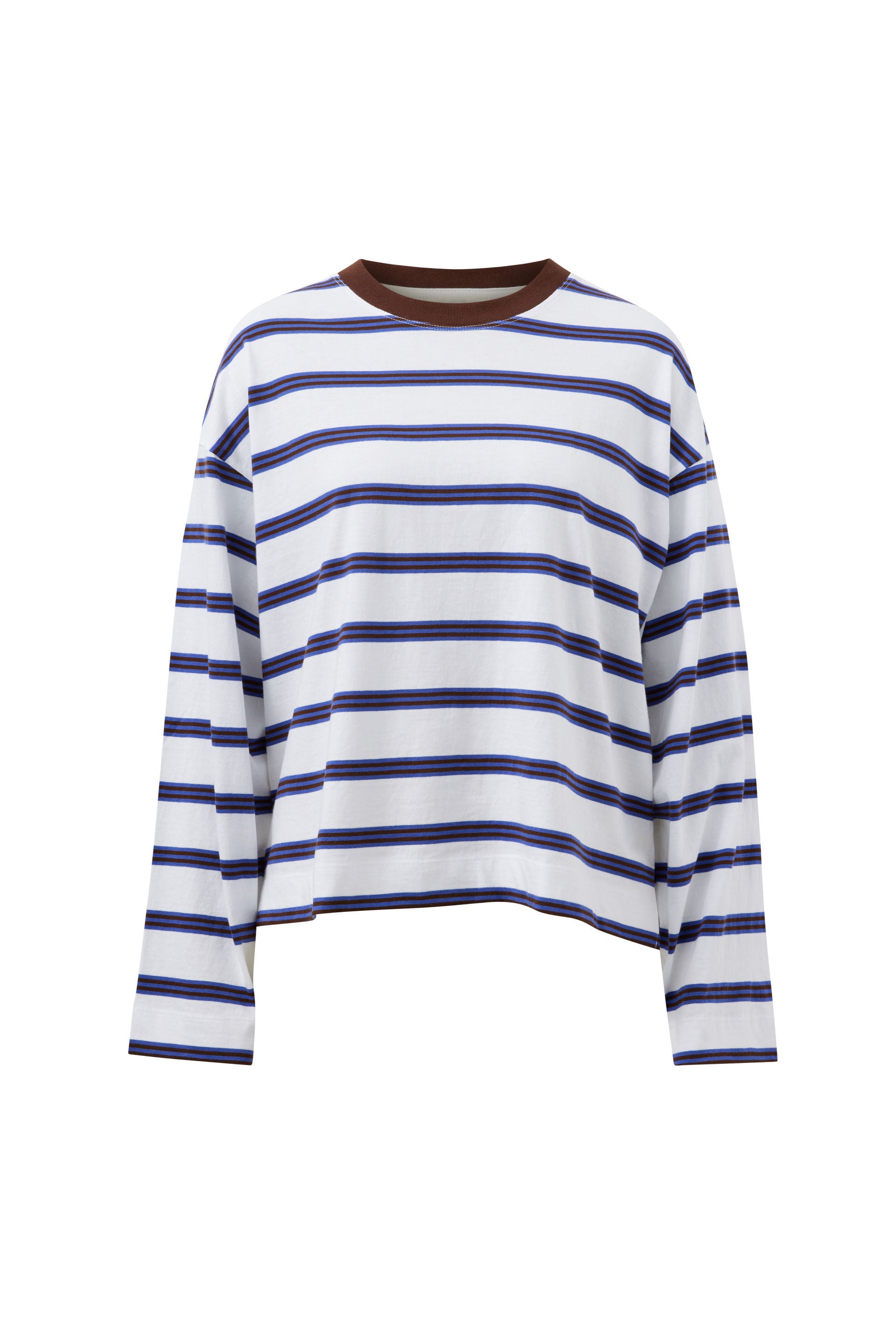 Image of Ceres Life Striped sweater with blue and white horizontal stripes on a white background