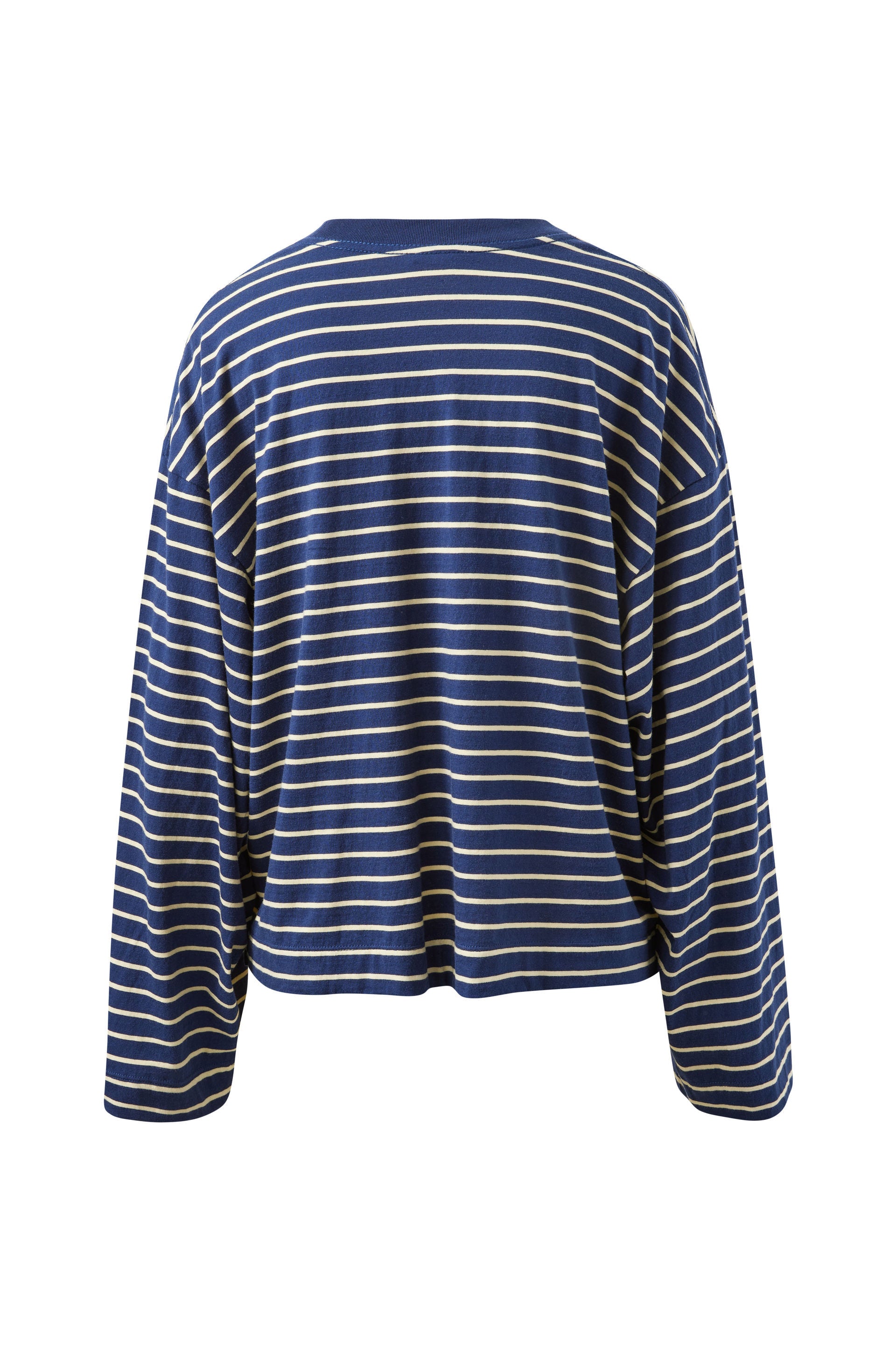 Image of Ceres Life Blue and white striped long-sleeve shirt on a white background