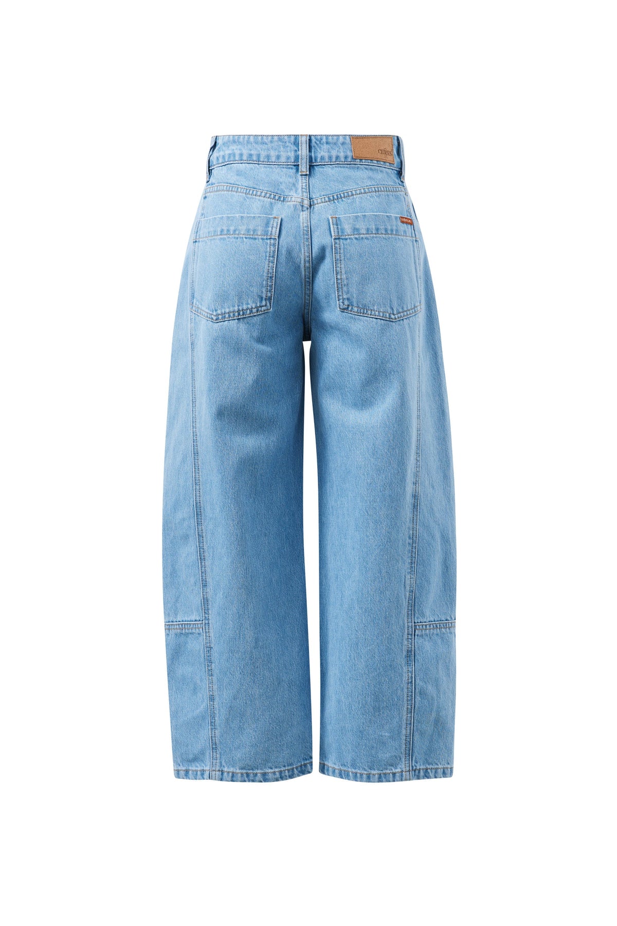 Ceres Life Demi Barrel Jeans in Vintage Blue, featuring a high-waisted silhouette, relaxed curved barrel legs, classic button and zip fastening, front pockets and a cropped ankle-length finish.