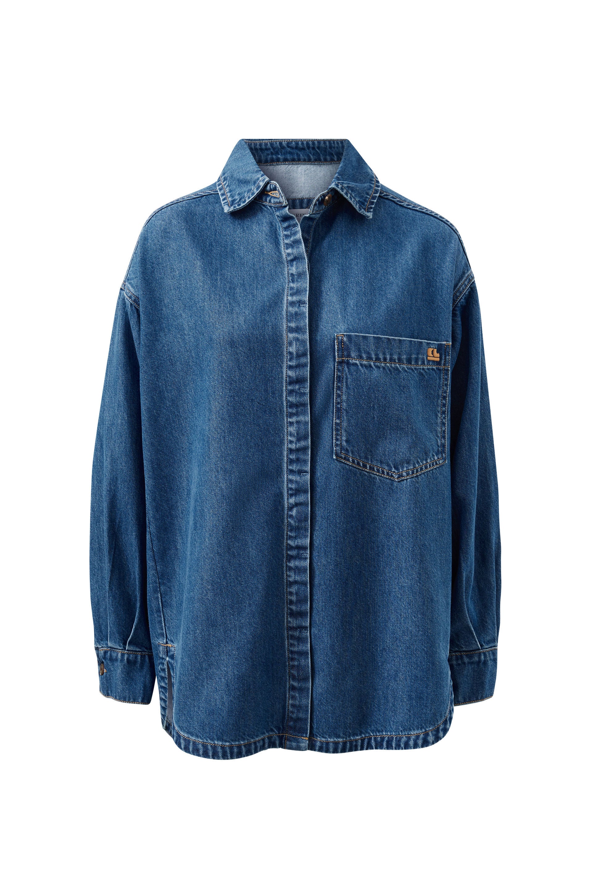 Image of Ceres Life Blue denim shirt on a white background