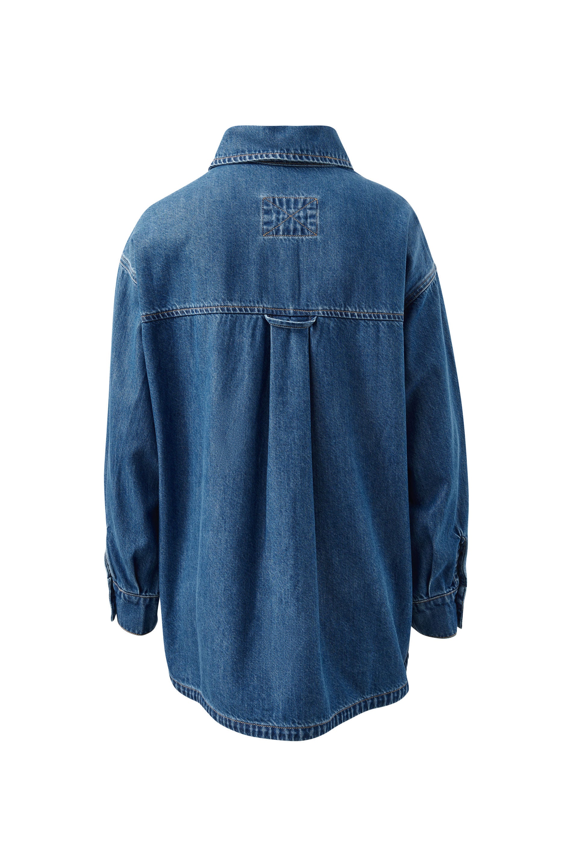 Ceres Life blue denim shirt on a white background