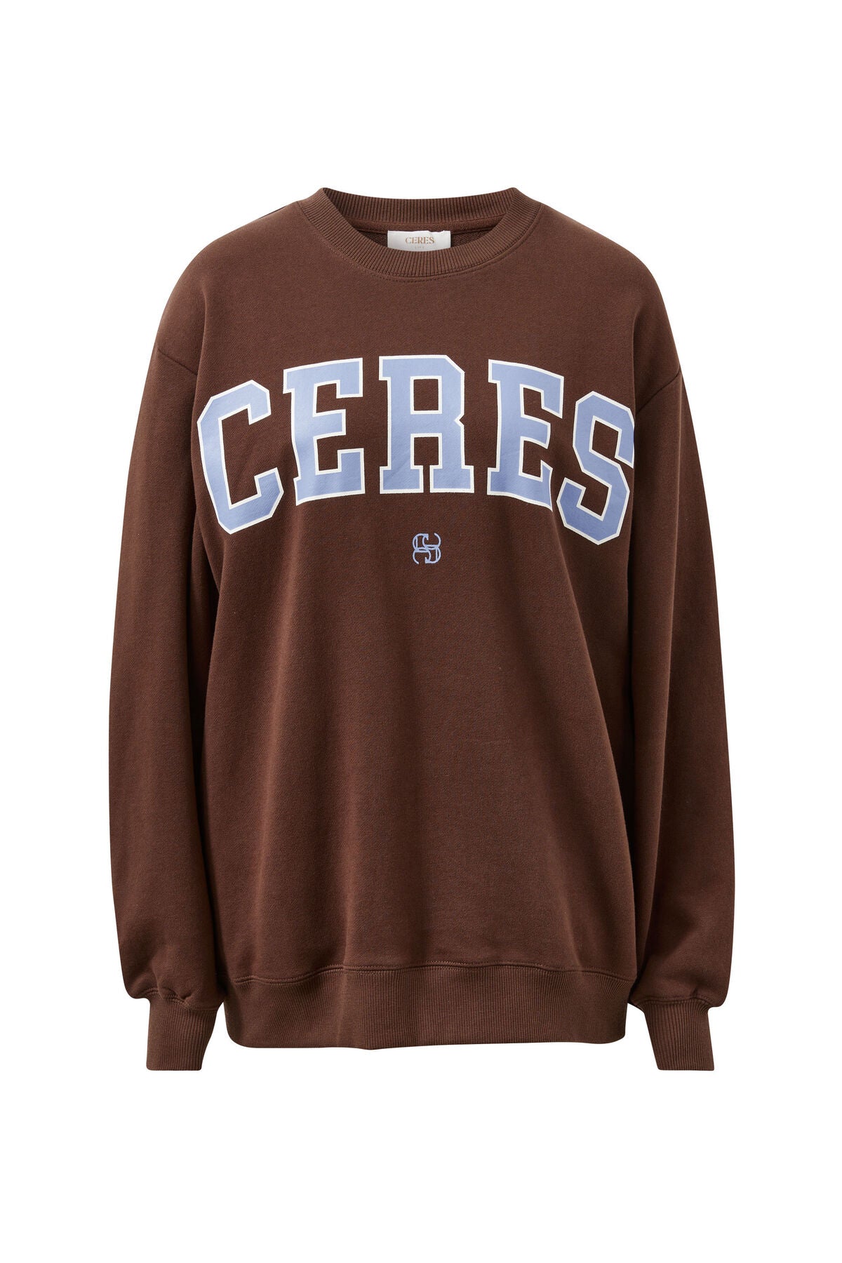 Image of Ceres Life Isla oversized slouchy crew pictured on a white background 