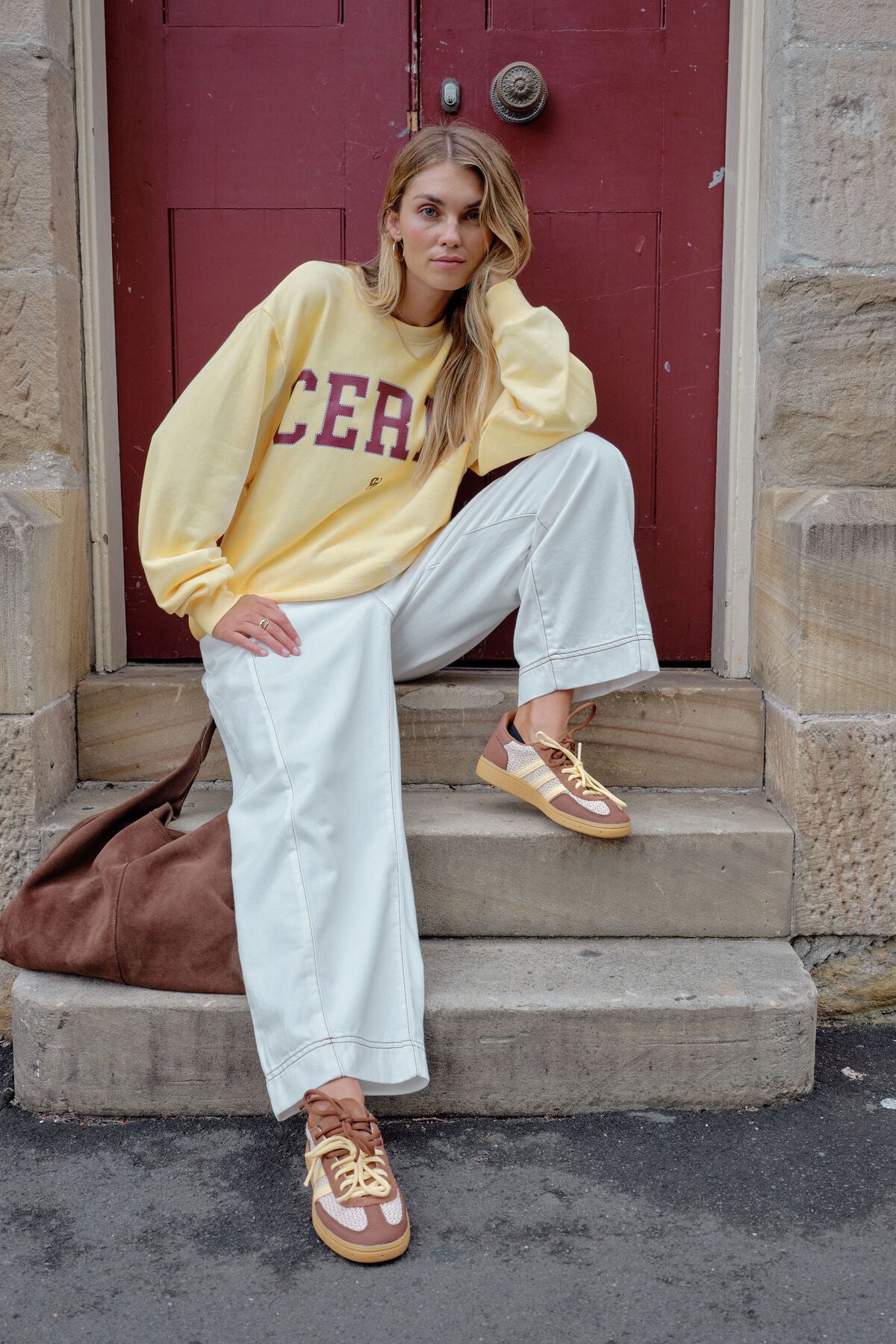 Image of Ceres Life Isla Oversized Slouchy Crew - Butter Burgundy