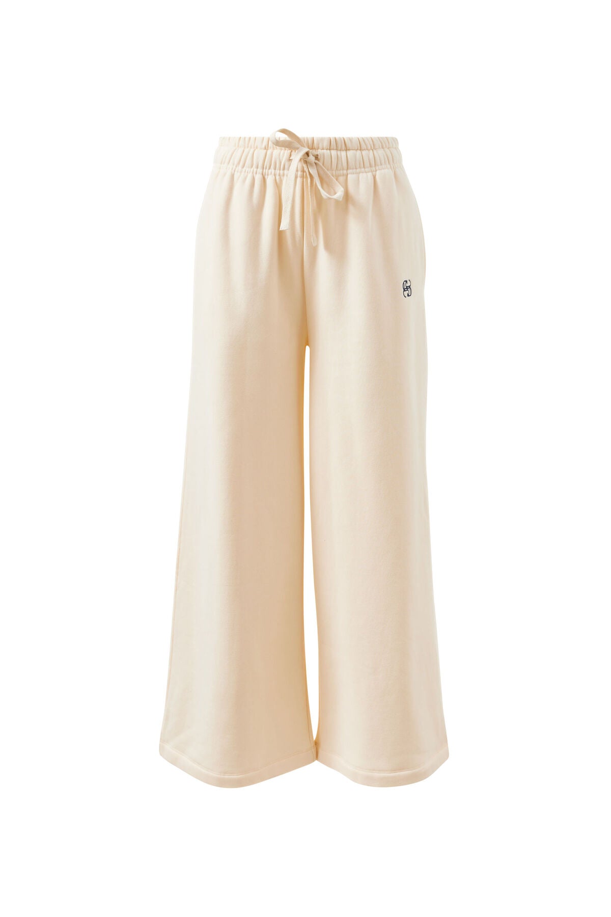 Ceres Life beige wide-leg pants with a brand logo on a white background