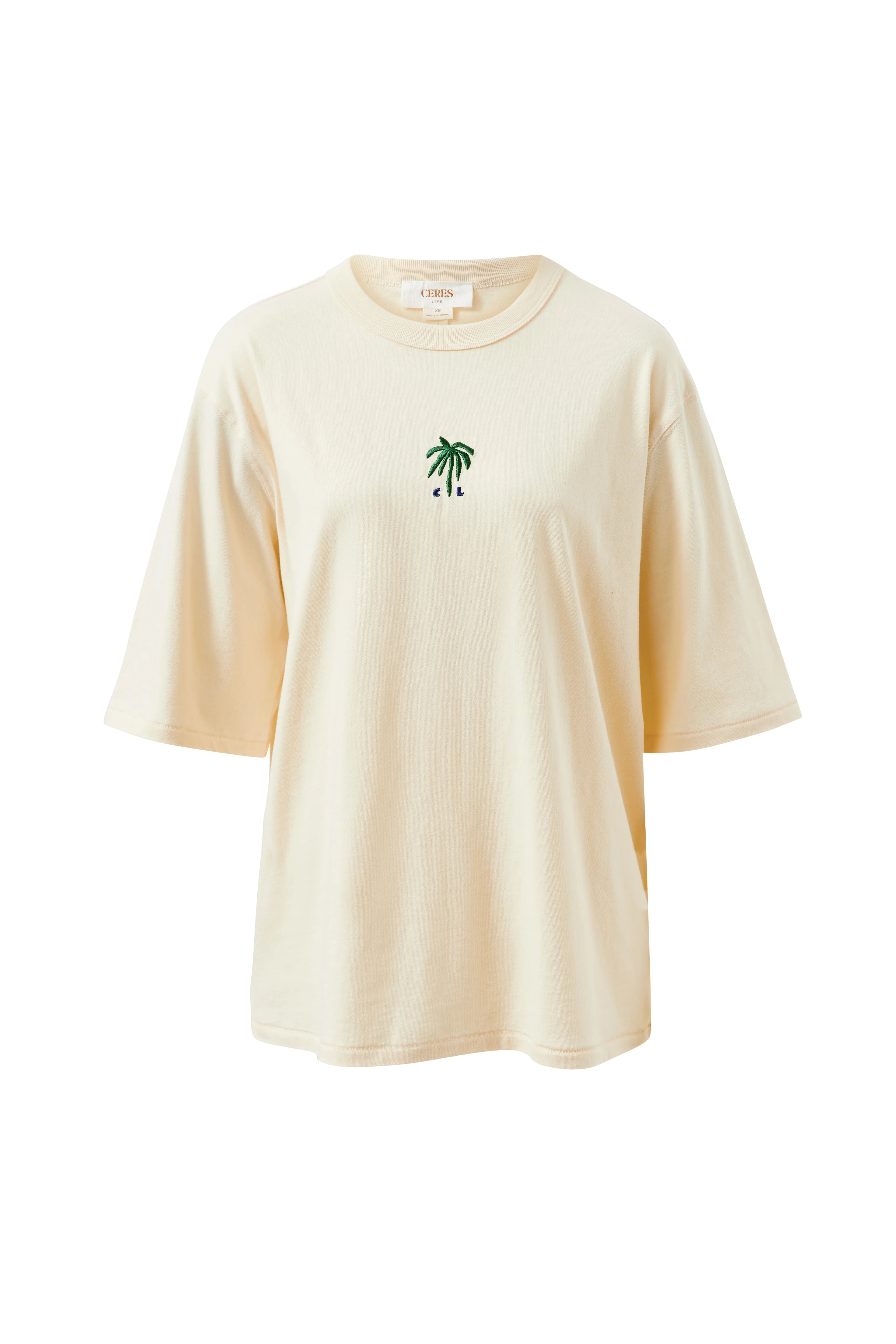 Image of White Ceres tshirt with a palm tree 
