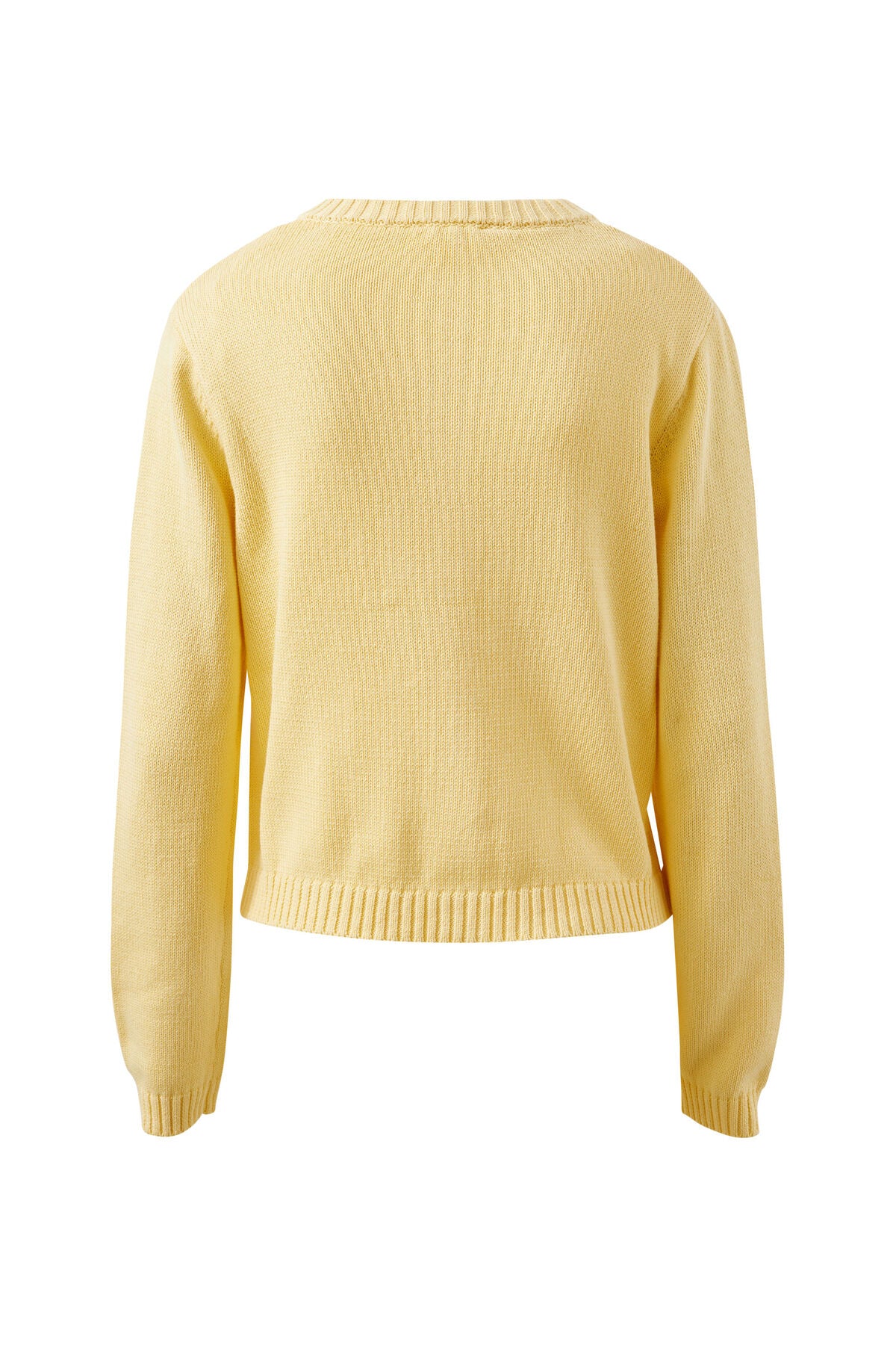 Ceres Life yellow sweater on a white background