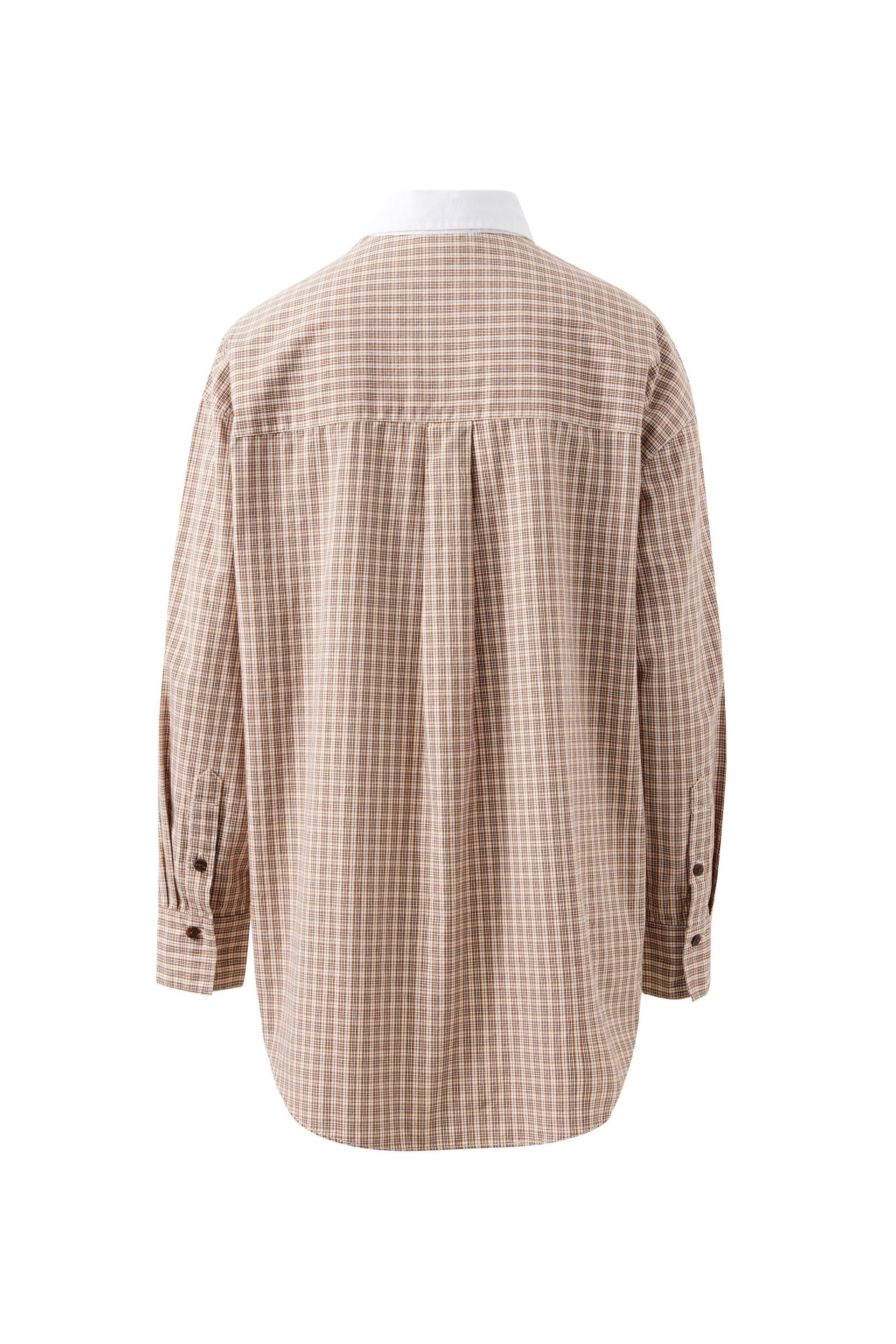 Image of Ceres Life Checkered shirt with a white collar on a white background