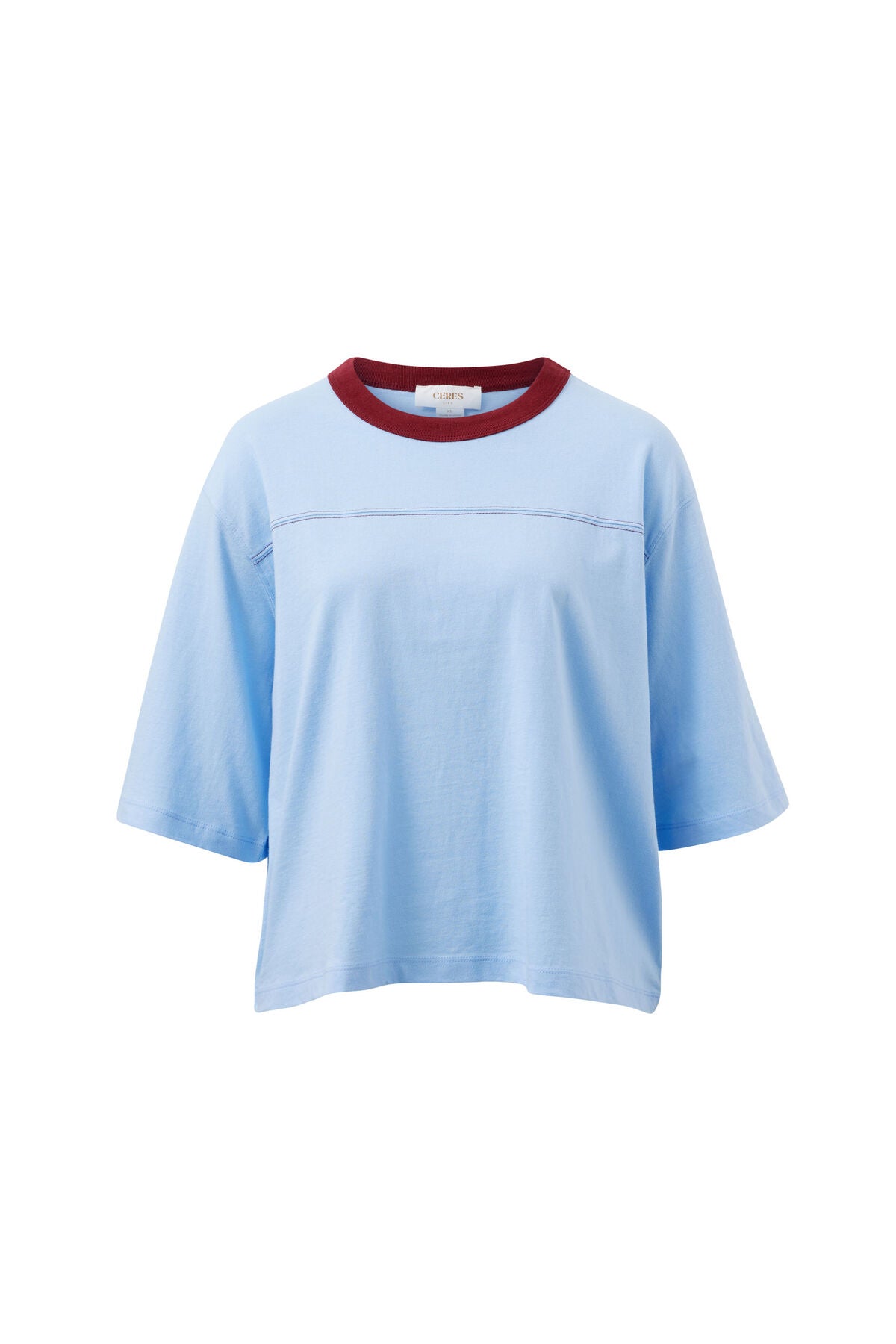 Ceres Life slouchy seam tee in China Blue pictured on a white background
