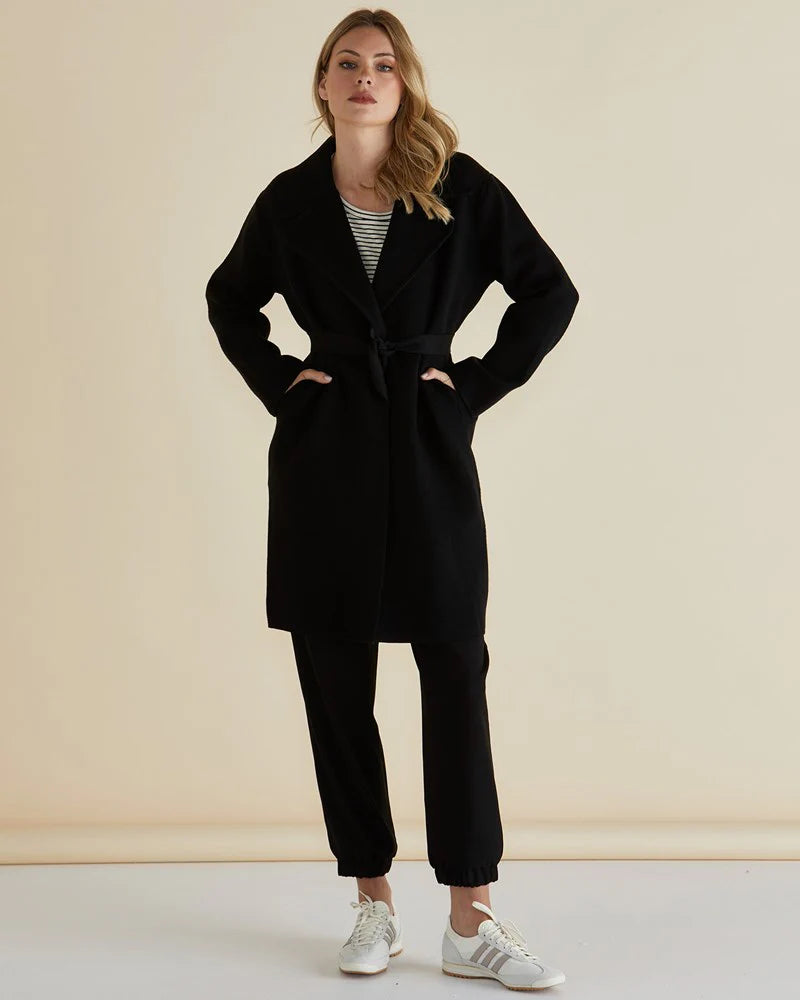 Collection of Betty Basic Cosette Coatigan - Black in a gallery layout